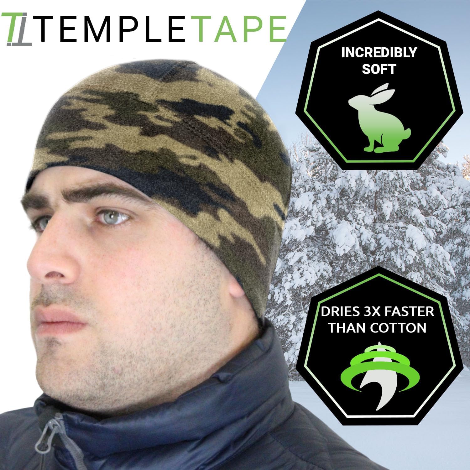 Temple Tape Tactical Fleece Watch Cap Beanie – Skull Cap Fleece Hat - Mens & Women - Image 4