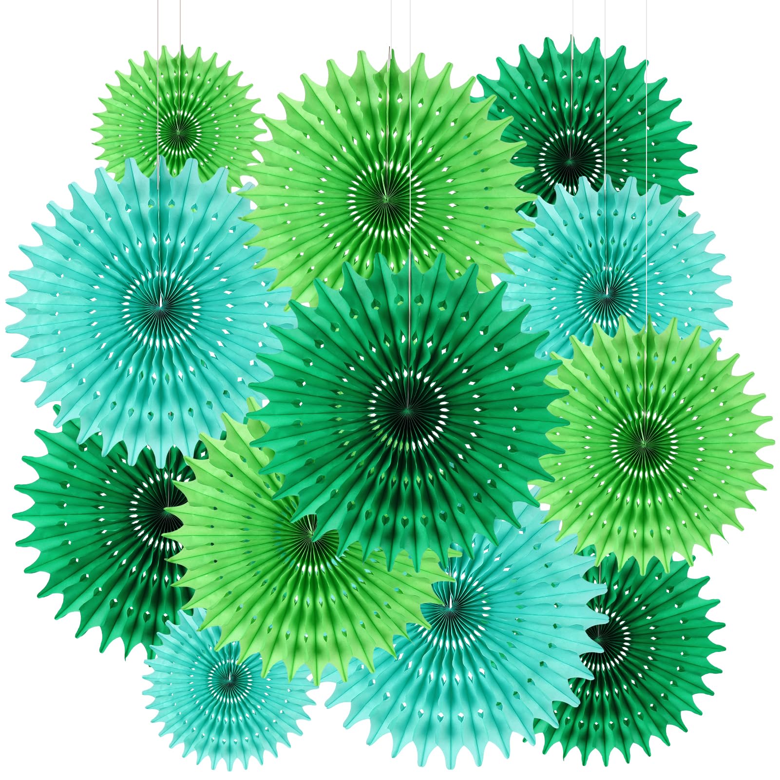 BestoFun 12 PCS Paper Fans Green Party Decorations Tissue Paper Flowers Decorations for Girl Groovy Birthday Baby Shower Wedding Bachelorette Room Wall Hanging Décor — image 1