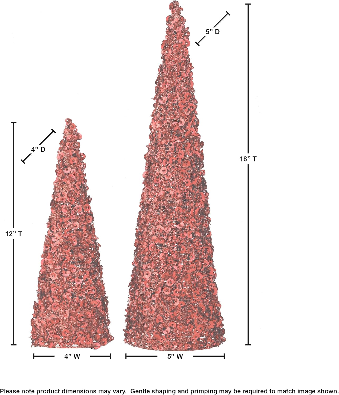 Regency International 12/18" Glamour Sequin Tree, Set of 2, Red