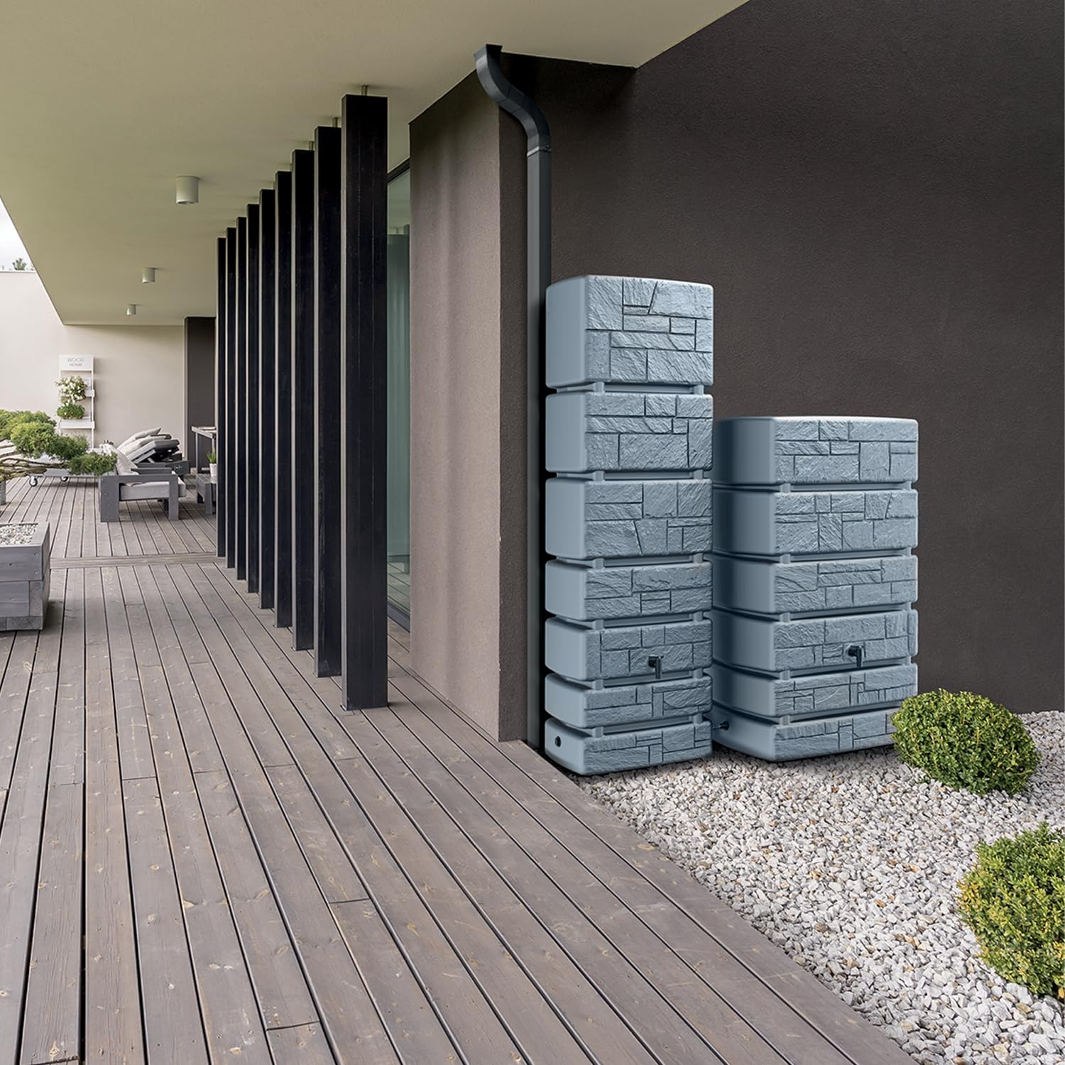 Réservoir Eau Pluie Tower Stone 500L Gris - Écologique Pour Jardin