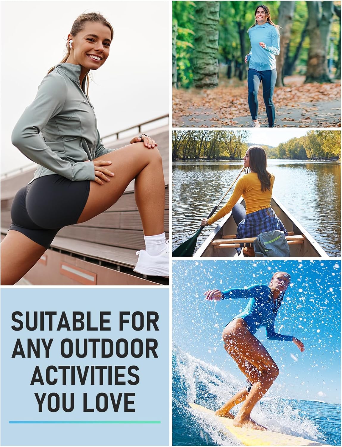 Women's Rash Guard Long Sleeve UV Sun Protection Shirts with Kangaroo Pocket Hoodie UPF 50+ Lightweight SPF Tops for Hiking - Image 6