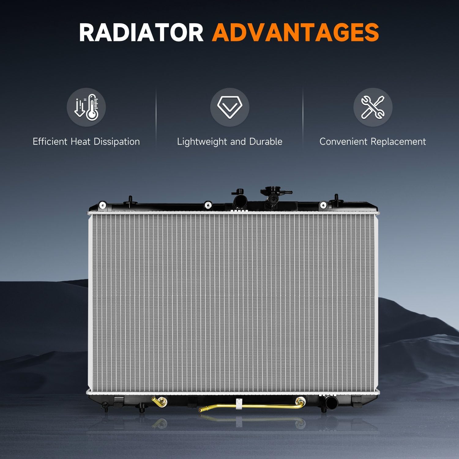 OCPTY 13024 Engine Coolant Radiator Compatible with 2008-2013 for Toyota Highlander 3.5L Replace# 13024, CU13024, 13122, 160410P250 Automotive Aluminum Core Radiator Assembly Car Radiators Auto Parts