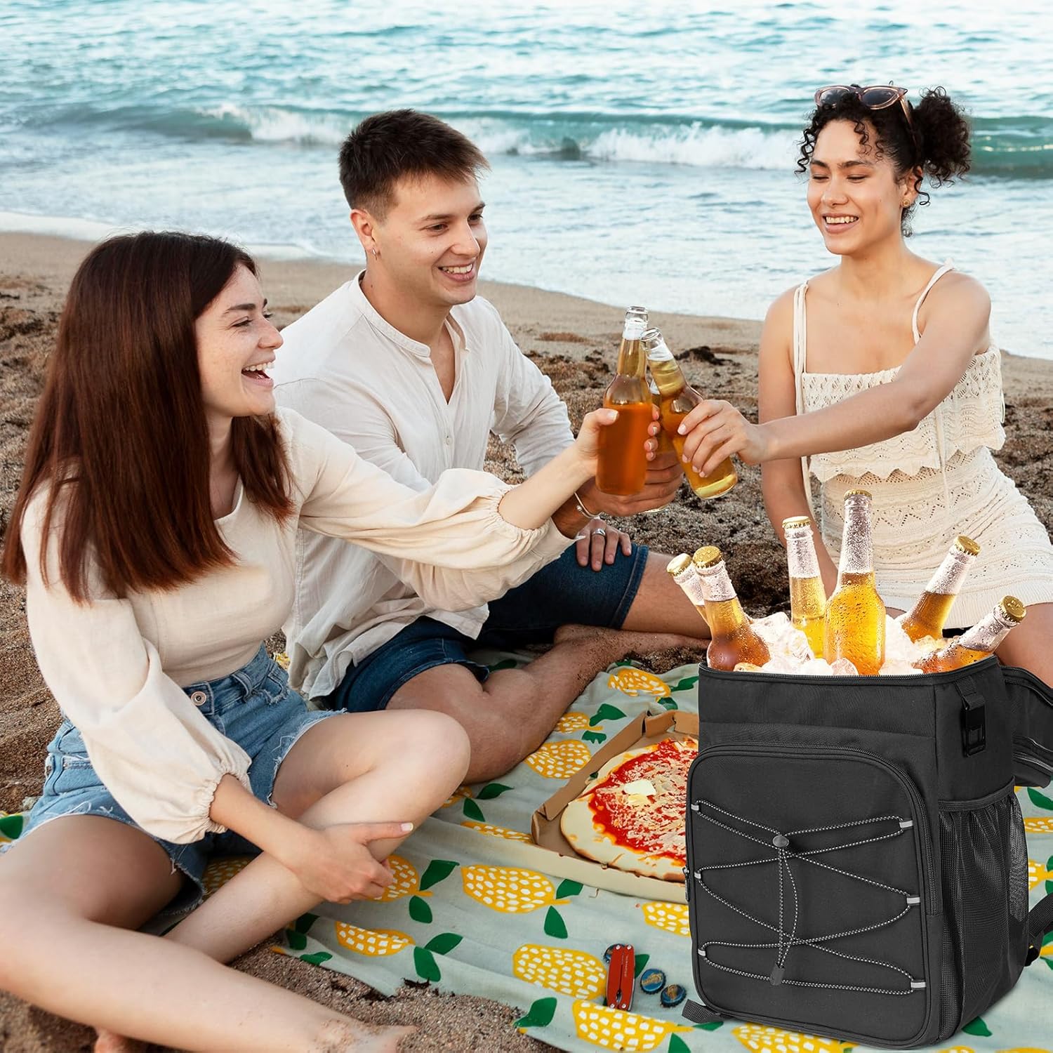 Expandable Cooler Backpack - 35/50 Cans Insulated Backpack Cooler for Men & Women, Portable 2 Leak Proof Compartments Coolers Bag for Picnic, Lunch, Hiking, BBQ Camping and Beach