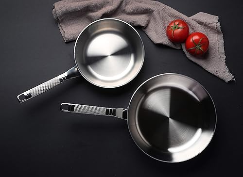 Miniatura 2 de Juego de 2 sartenes de acero inoxidable de tres capas, 10 y 8 pulgadas, listas para inducción, aptas para lavavajillas, serie Voyage