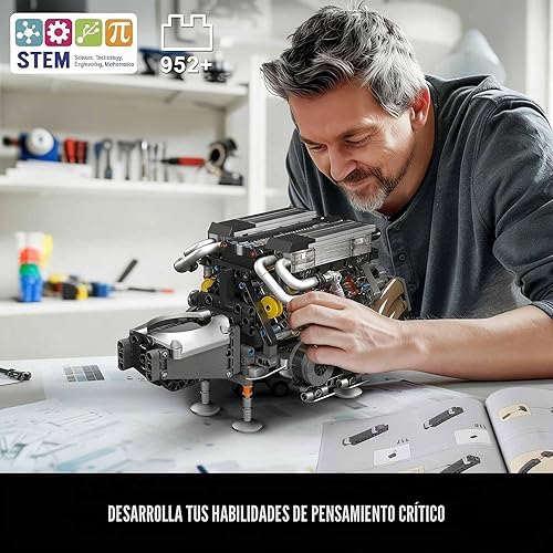 Miniatura 8 de Mould King 10131 W16 Juegos de Bloques de Construcción de Motor, Kit de Modelo de Motor V8 que Funciona, Construye tu Propio Motor Modelo STEM,
