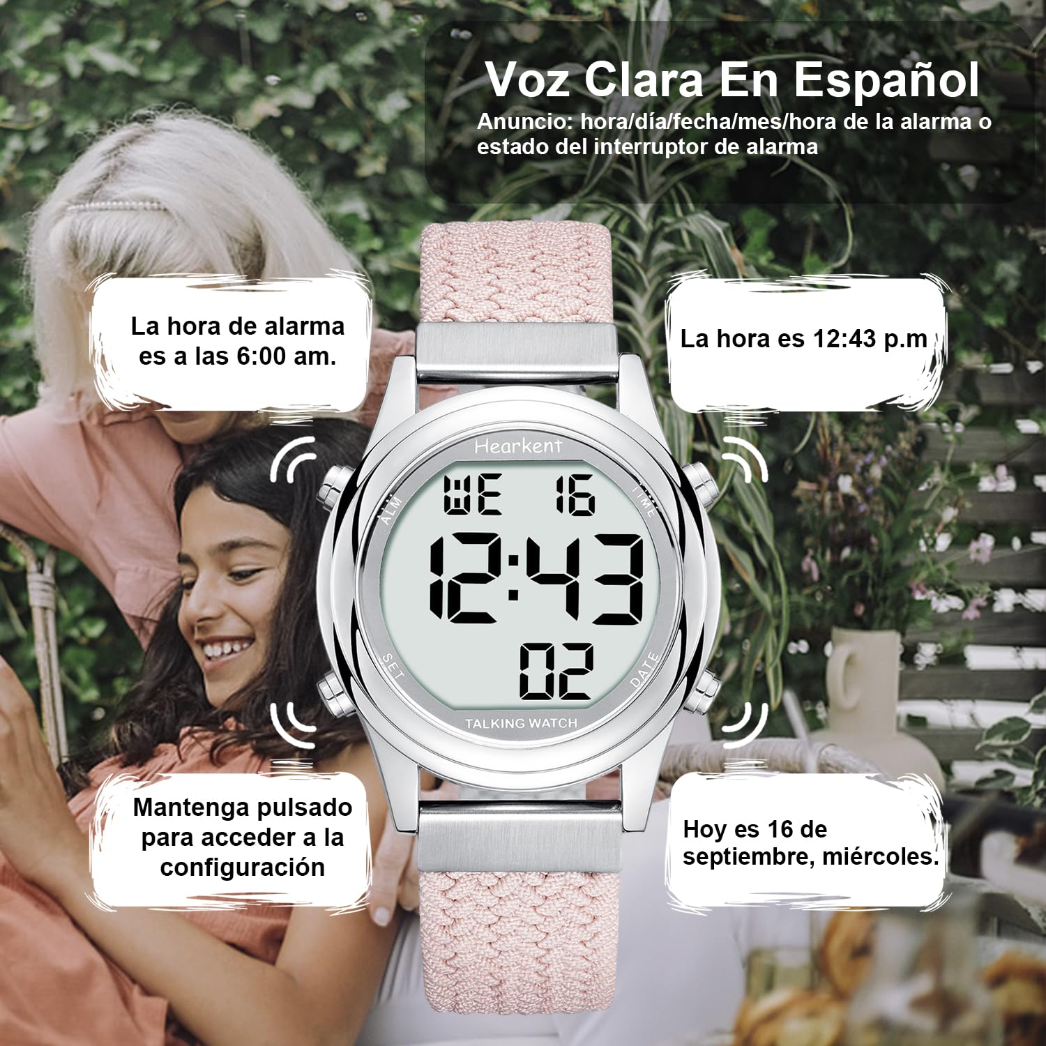 Hearkent Reloj Digital Grande en español para Mujer, fácil de Leer