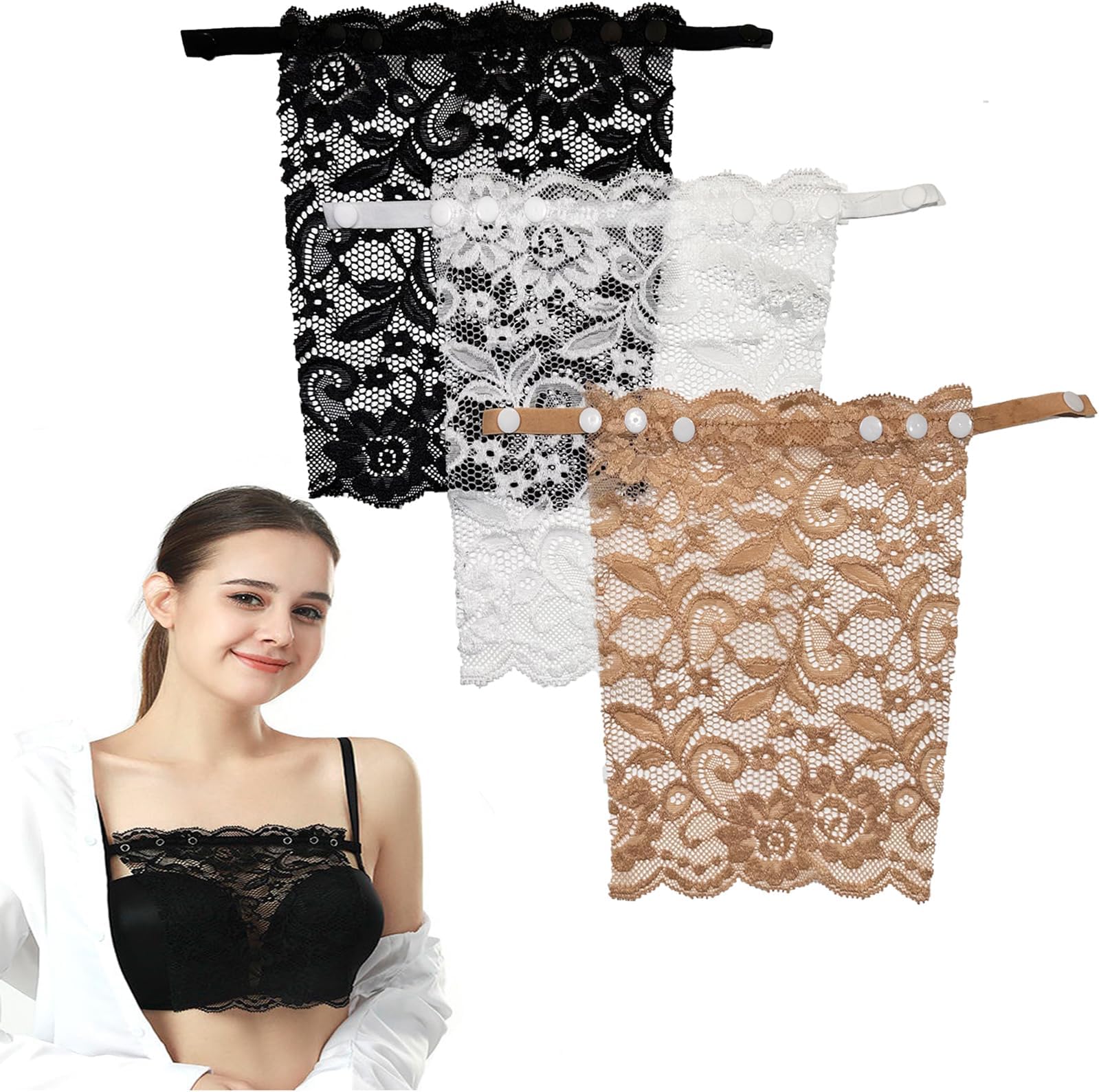Clip-On Mock Camisole Bra Inserts, Modesty Panels for Low Cut Tops, lace Insert for Low Cut Tops, Cleavage Cover Up for Dresses