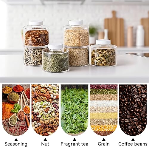 Miniatura 6 de 6 recipientes de especias, tarros de especias de plástico con tamices, contenedores apilables para condimentos, dispensador de condimentos, caja de