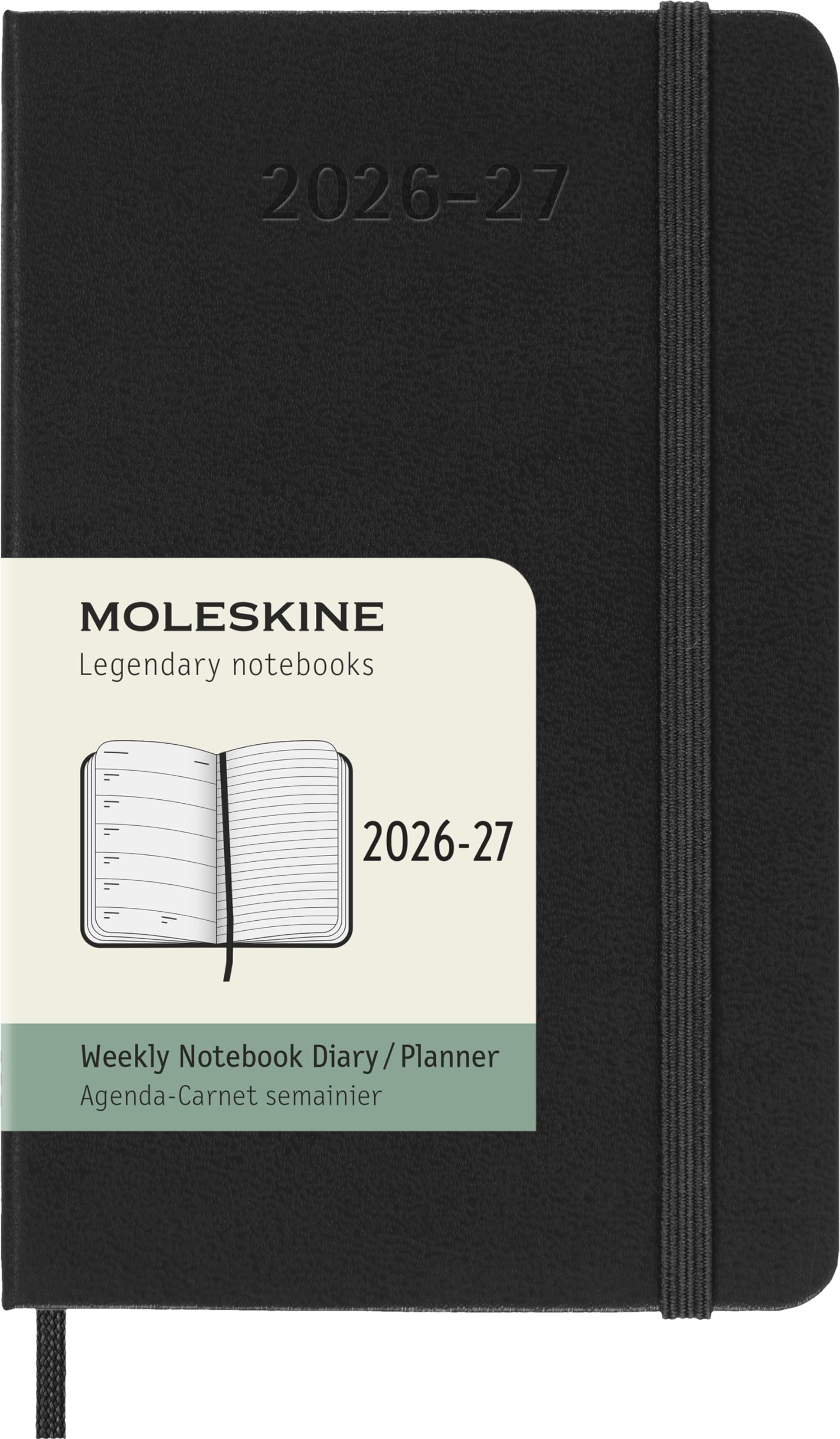 Moleskine Weekly Planner 2026 2027-18-Month Planner with Space for Notes, Hard Cover and Elastic Closure, Black Color, Pocket Size 9 x 14 cm