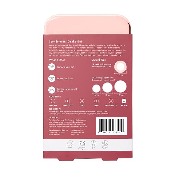 Rael Miracle Patch Glow + Go Patch Kit - Tin Case with Miracle Invisible Spot Patches & Overnight Spot Patches