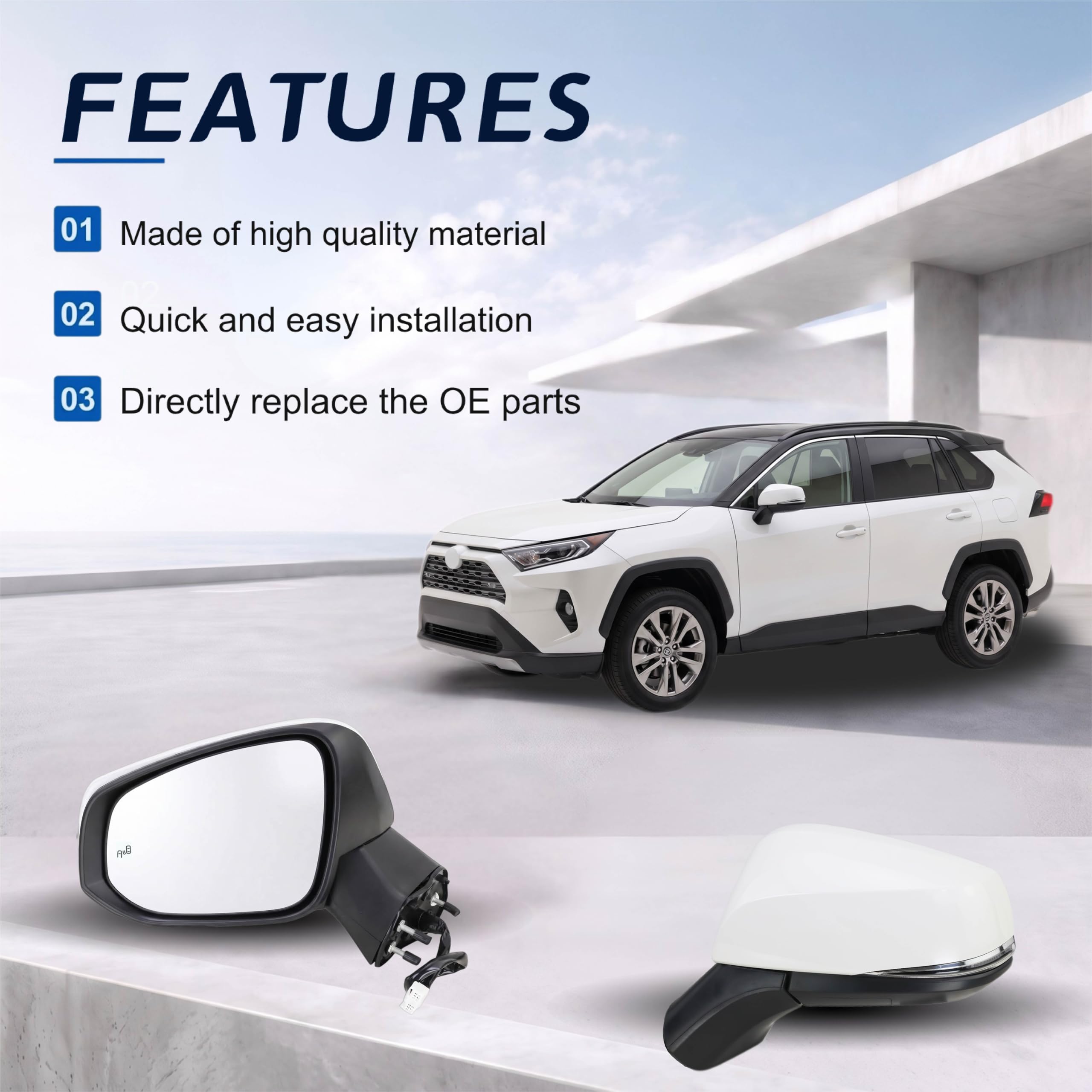 Amazon.co.jp: Lqito 左運転席側ミラー 2019-2023 トヨタ Rav4 パワー