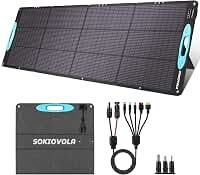 SOKIOVOLA Painéis Solares Portáteis De 200 W Para Estação De Energia, Kit De Painéis Solares Dobráveis Em Etfe À Prova D'Água Ip68, Painel Solar Com Alta Eficiência De Conversão De 25% Para Camping