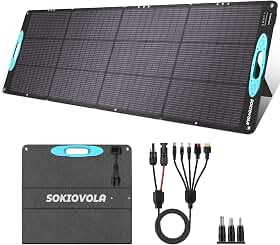 SOKIOVOLA Painéis Solares Portáteis De 200 W Para Estação De Energia, Kit De Painéis Solares Dobráveis Em Etfe À Prova D'Água Ip68, Painel Solar Com Alta Eficiência De Conversão De 25% Para Camping