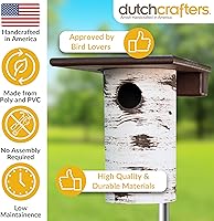 Vista 2 de DutchCrafters Pole Mount Gilbertson Bluebird House with Removable Base, Durable Weatherproof Birdhouse Blue Bird Nesting Box for Outdoors