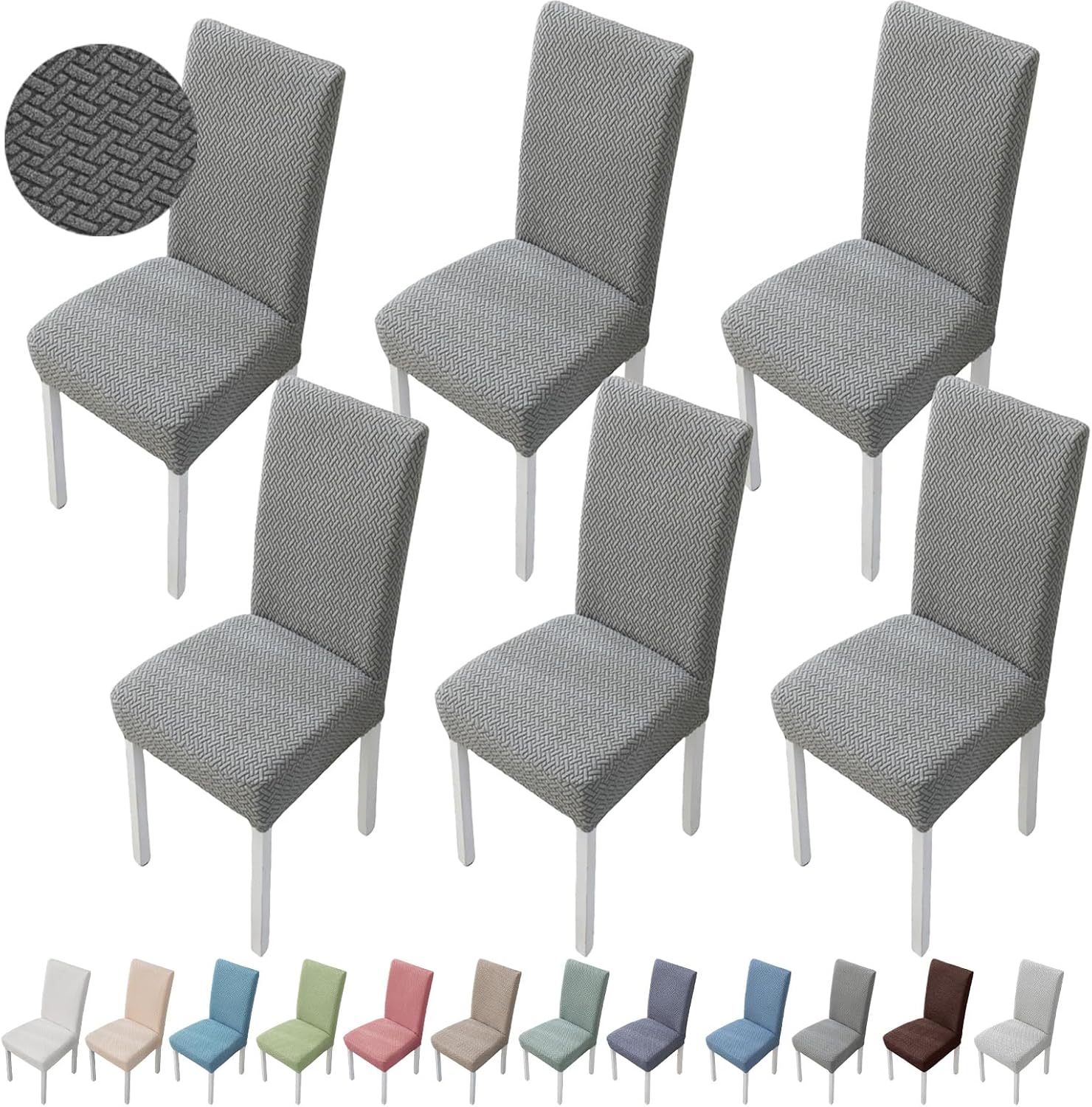 Dining Room Chair Cover Set of 6, Detachable Washable Chair Covers, Stretch Universal Chair Slipcovers for Home, Restaurant, Banquet