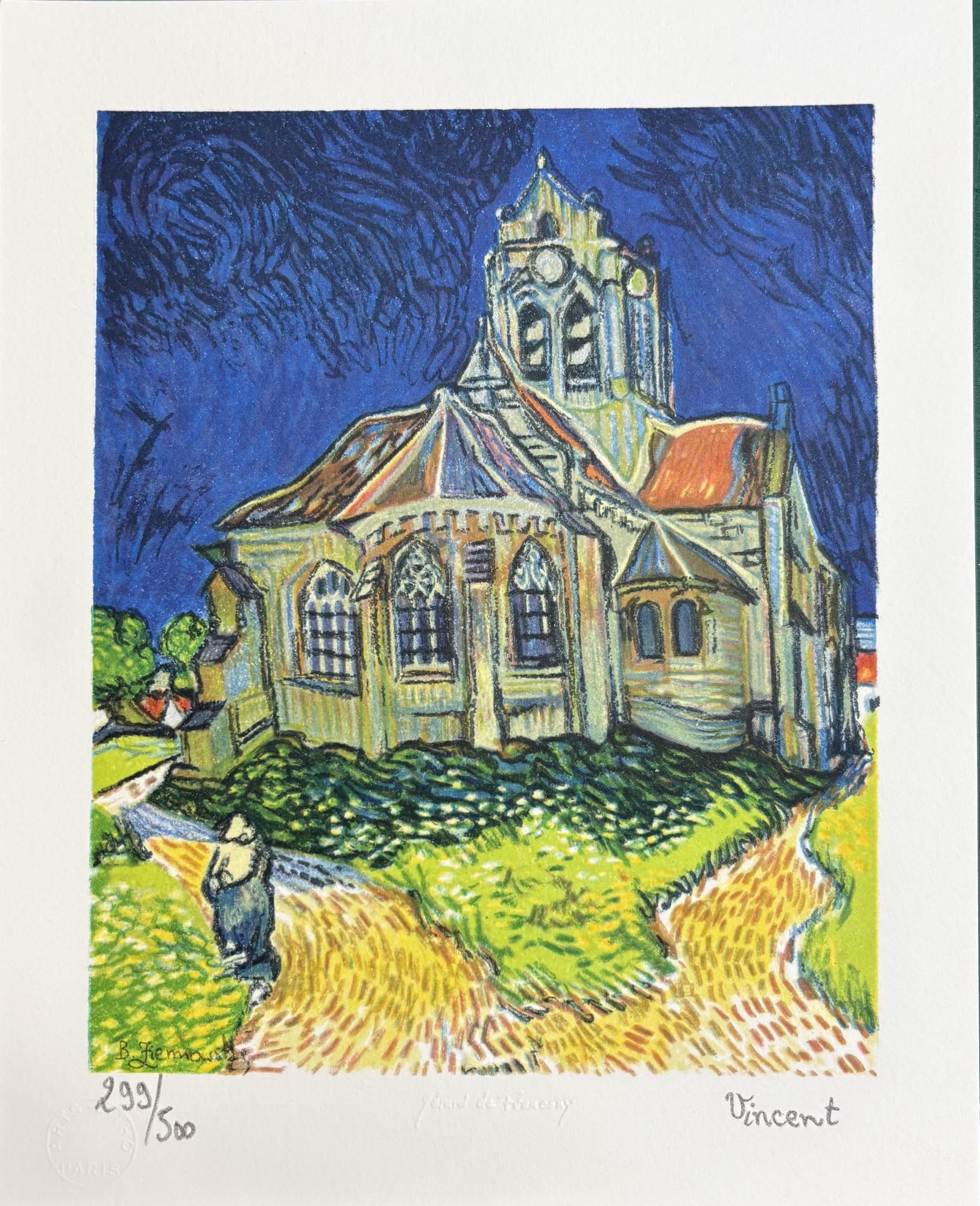Amazon.co.jp: 絵画 版画 ゴッホ シート作品 『オーヴェルの教会