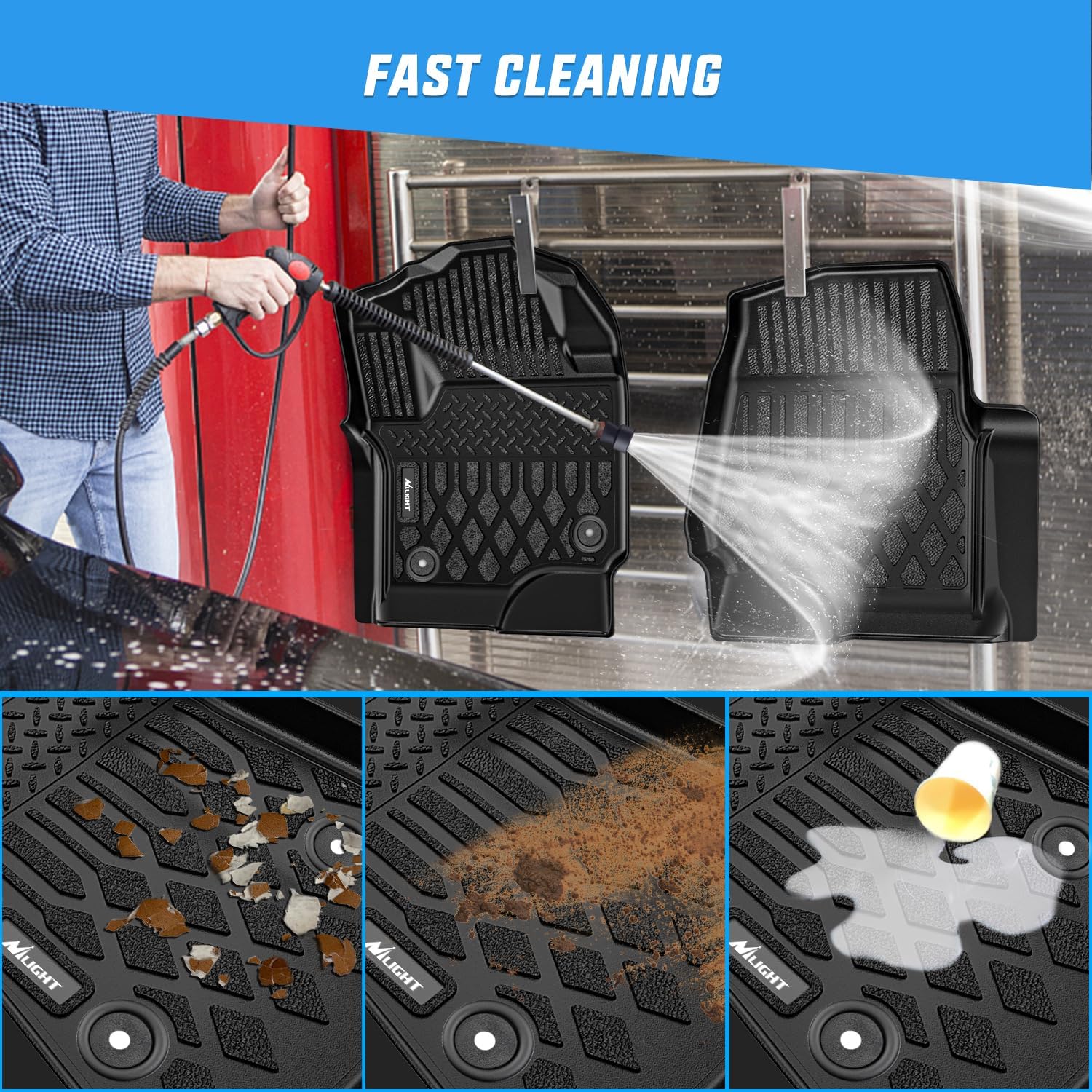 Nilight TPE Floor Mats for Ford F250 F350 F450 F550 Super Duty Crew Cab Bucket Seat 2017 2018 2019 2020 2021 2022 2023 2024 2025 2026 All Weather Custom Fit Heavy Duty Floor Liners - Image 6