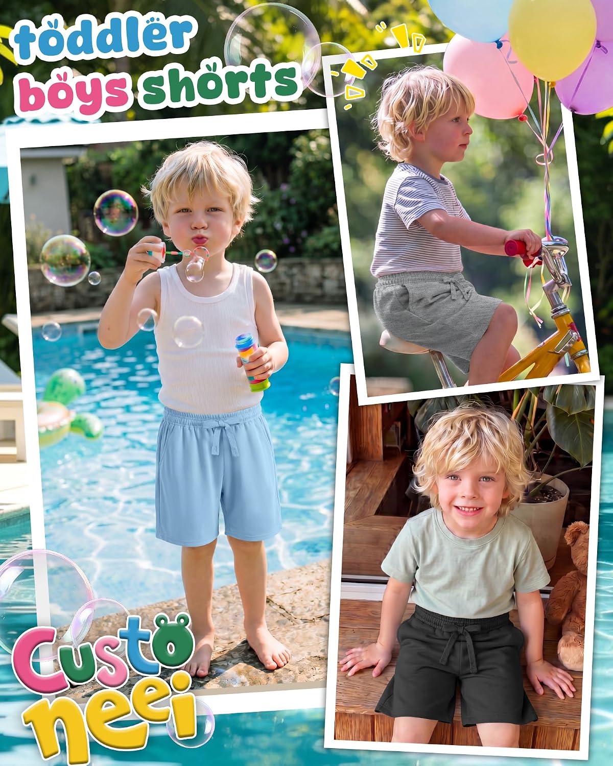 Toddler Boys' Bermuda Shorts Baggy Athletic Knee Length Drawstring Short Pants Casual SweatShorts 18M-5T