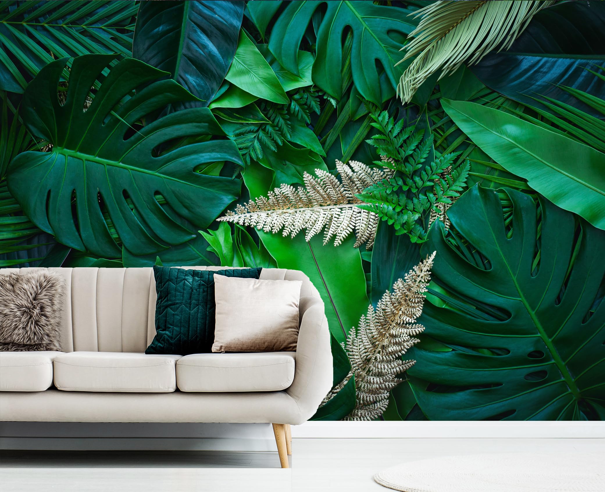 Papier peint tropical vert mural grand format 274x190 salon