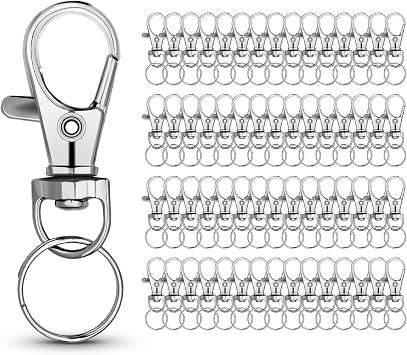 100 Sets Small Size Metal Swivel Snap Hooks with Key Rings,100 Sets Mini Lobster Claw Keychains Clasps with O Ring for Keychain Clip,Art Crafts,DIY Jewelry Making,Silver