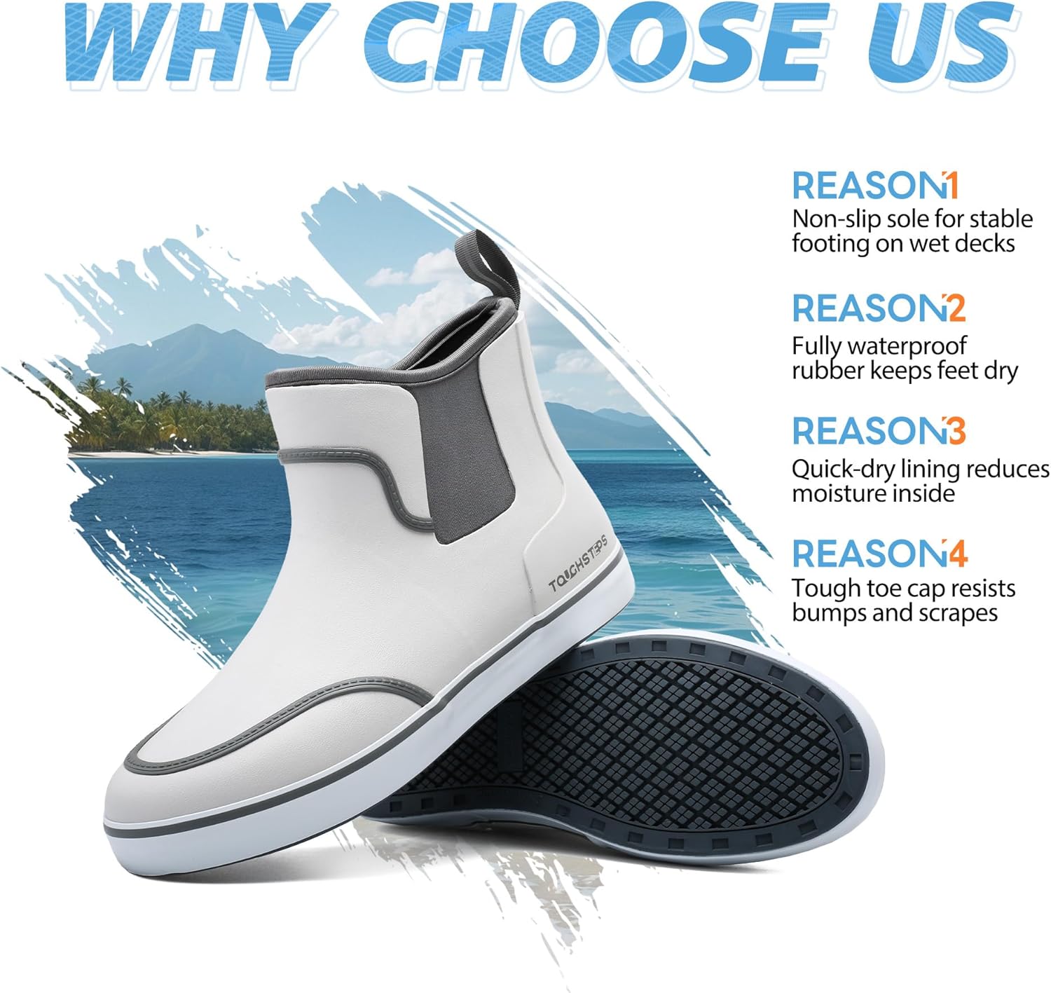 Men's Deck Boots for Fishing Waterproof ankle Rain Boots Non-Slip Neoprene Rubber water shoes for Boating Gardening Sailing Daily - Image 4