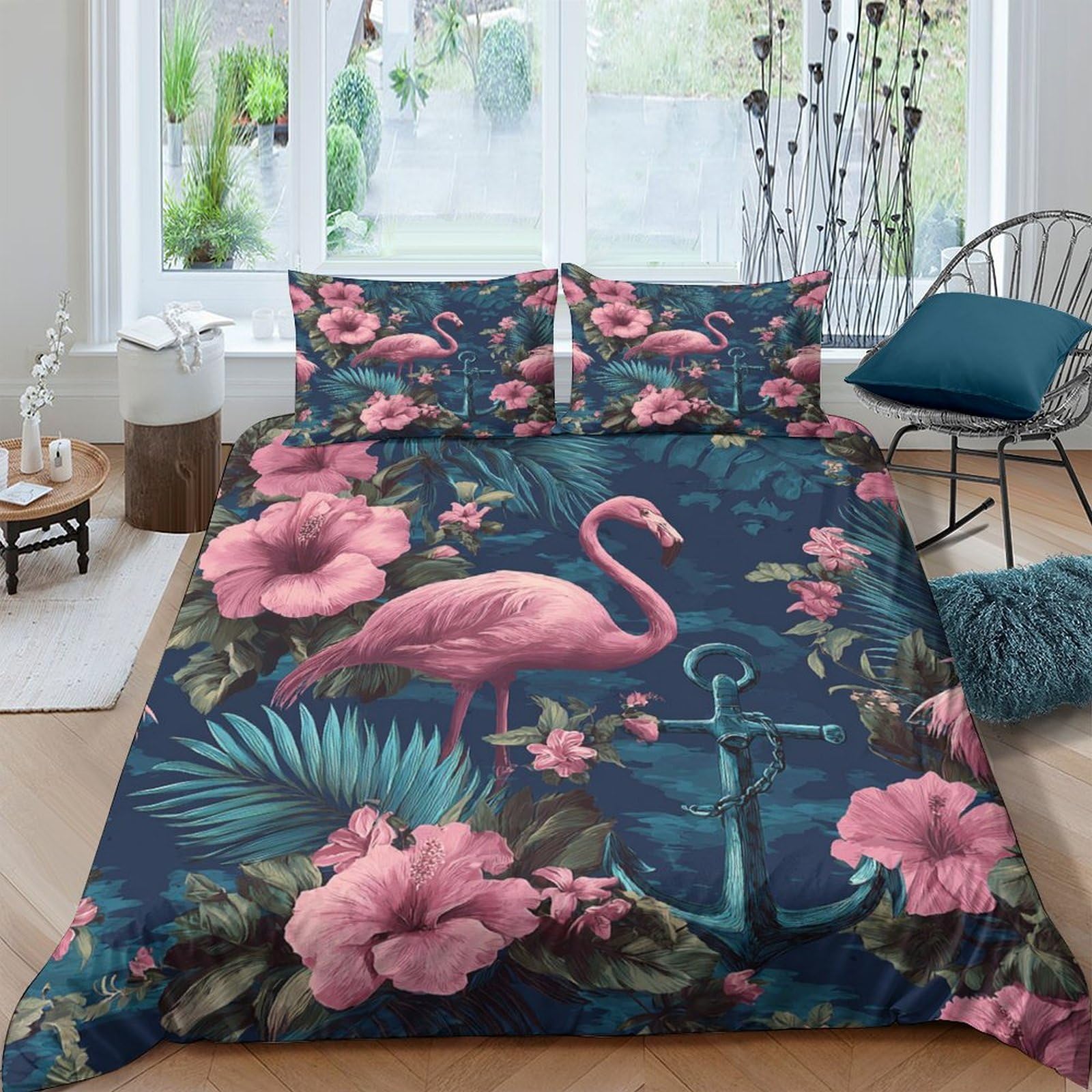 Parure de lit 3D haut de gamme motif floral tropical king size