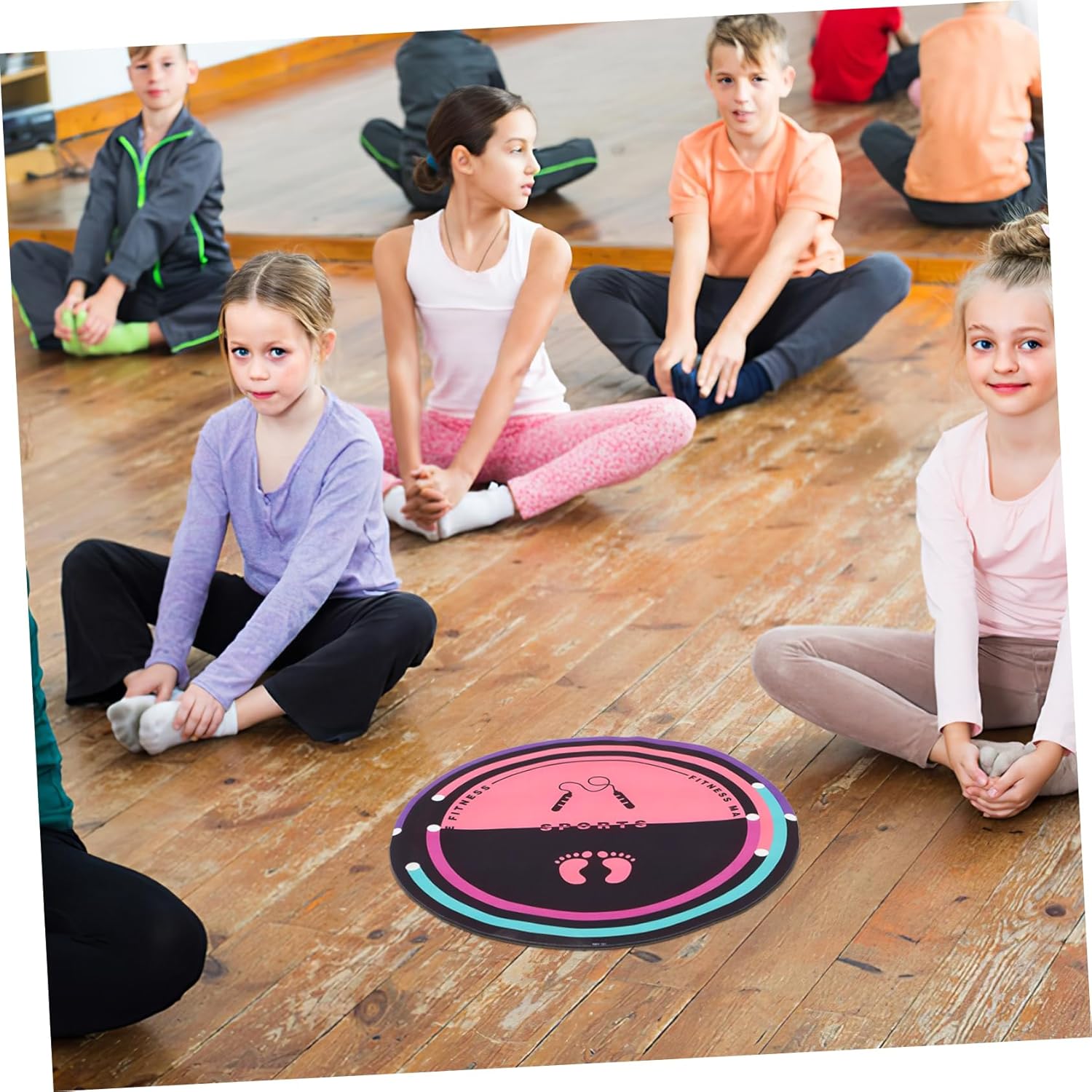 Yardwe Indoor Jump Rope Mat Soundproof Non- Workout Pad for Yoga Fitness Training Professional Round Exercise Mat for Home Use and