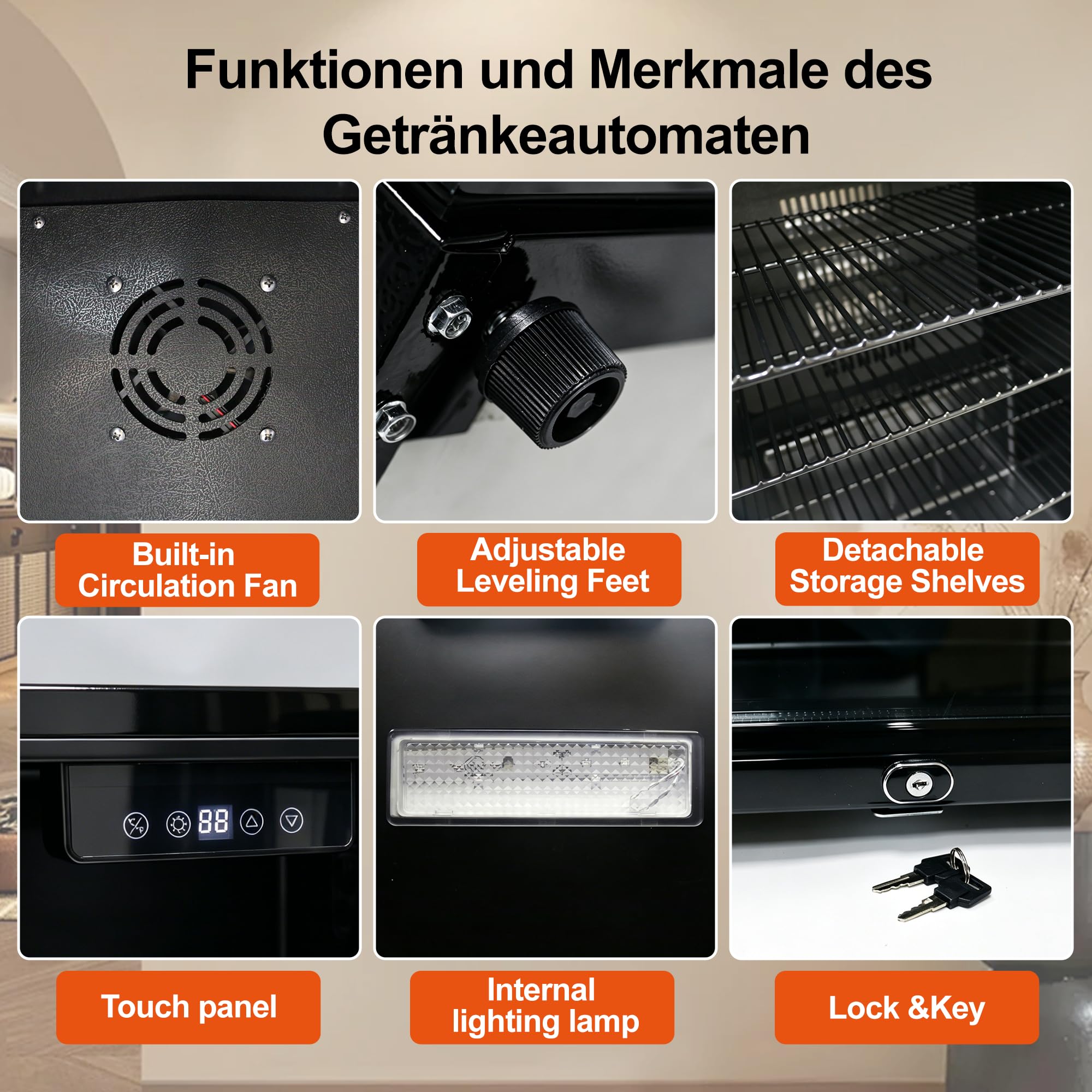 Freistehender & Unterbau Getränkekühlschrank, Dreifach verglaste Glastür, LED-Display & Innenbeleuchtung, Leiser Weinkühler & Bierkühler mit verstellbaren Ablagen und Temperaturregelung