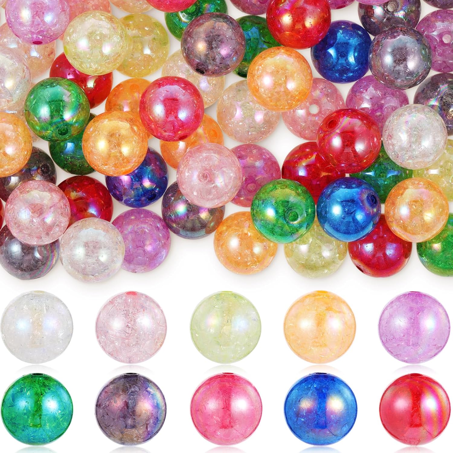 Huquary 170 Pcs Round Bubblegum Beads - 20 mm Multicolor Acrylic Chunky Beads Mixed Color Opaque with 3 mm Hole for Pen Necklace Jewelry Making Crafts Supplies (AB Color)