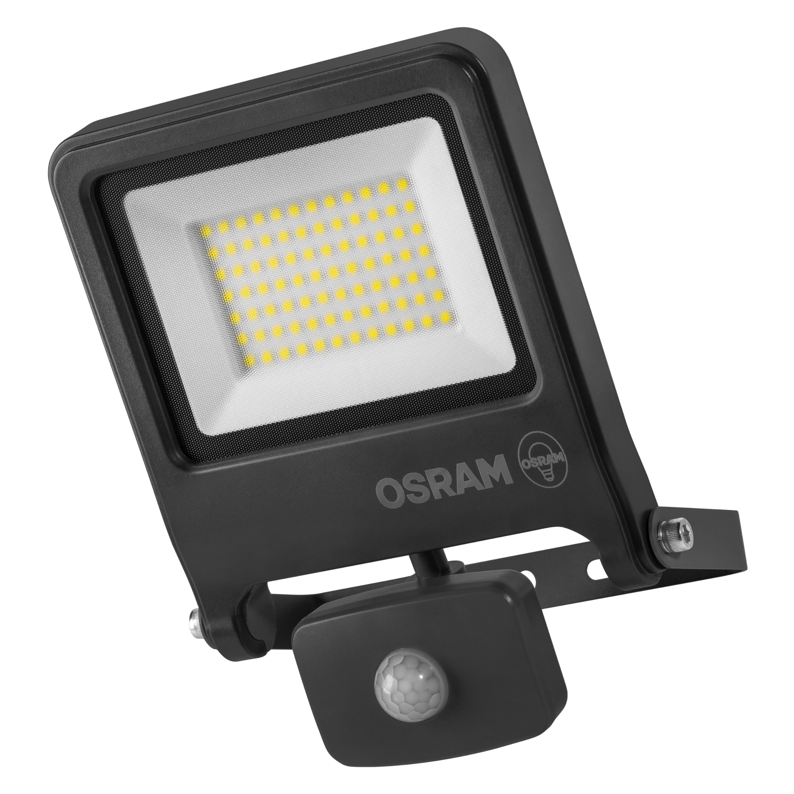 OSRAM Proiettore LED ENDURA FLOOD PC 50W con sensore, bianco caldo 3000K, 5000 lumen, proiettore IP44 con rilevamento del movimento, portata fino a 9 m, grigio