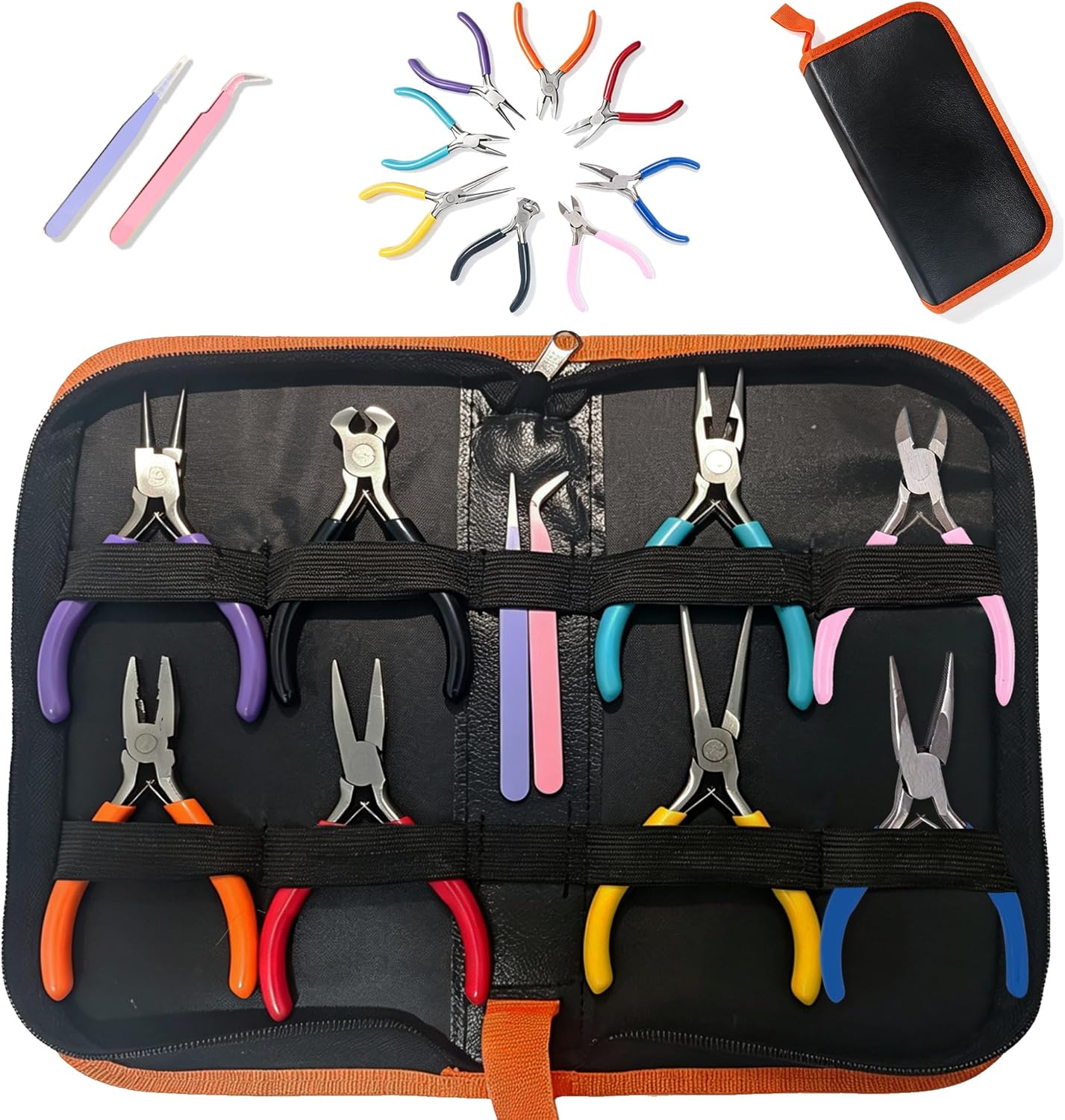 Jewelry Pliers Set 10pcs Professional Jeweler Making Tools Kit for Adults,Jewelry Pliers Tool with Bag for Jewellery Making Supplies DIY Beading Crimping Crafting Cutting Repair