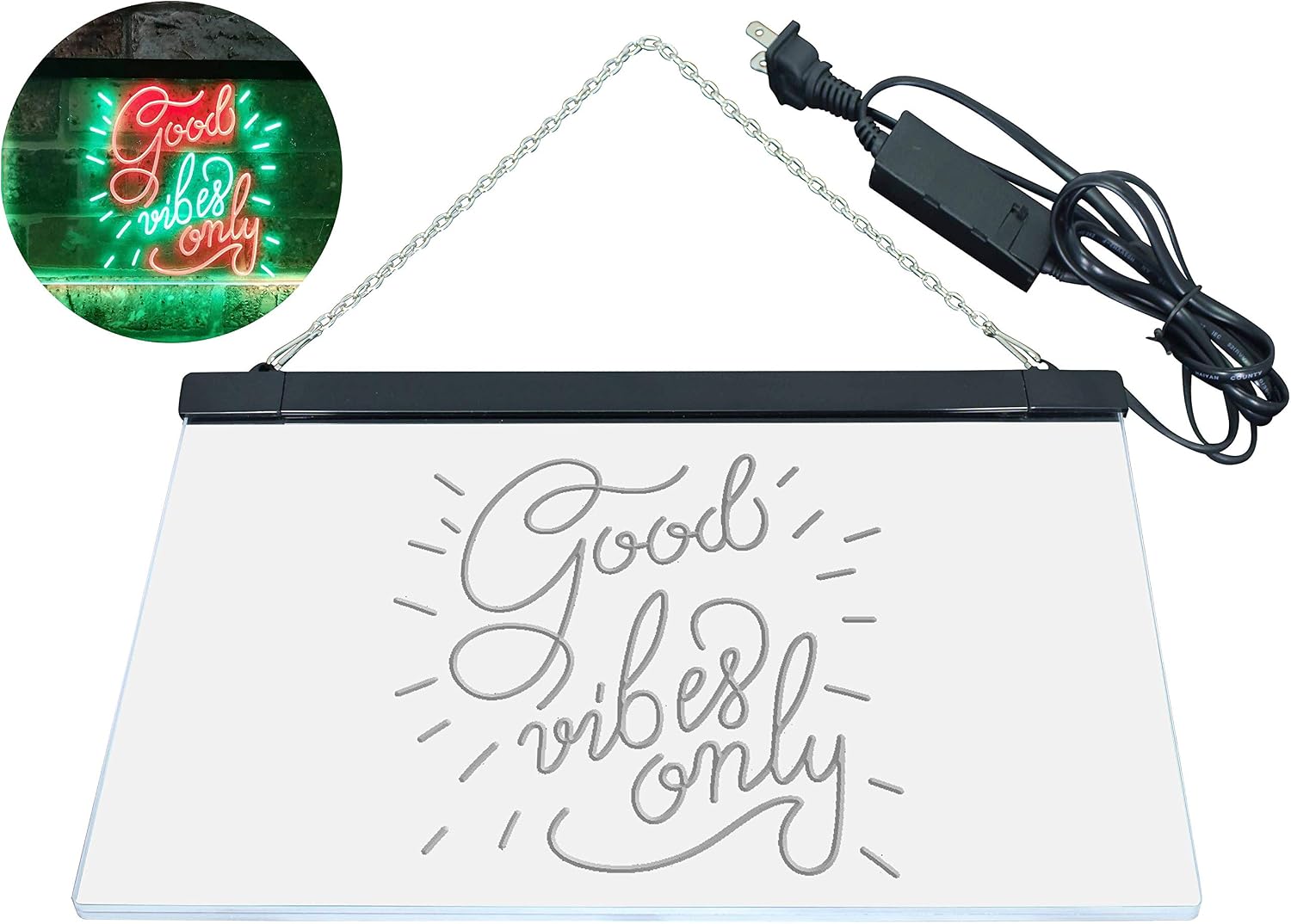 ADVPRO Good Vibes Only Man Cave Bar Room Décor Dual Color LED Neon Sign Green & Red 12" x 8.5" st6s32-i3212-gr
