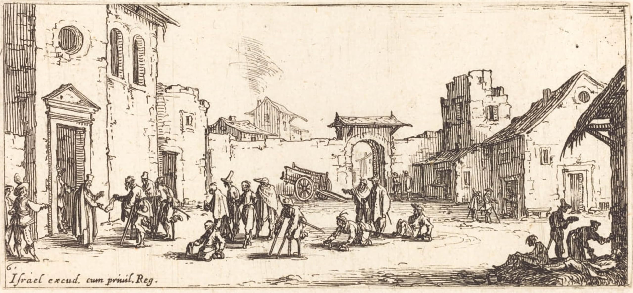 ARTXLXXBN Famous Prints Artwork Pictures Poster Painting Art the Hospital by Jacques Callot Artwork Landscape Pictures for Home Decor 60x90cm