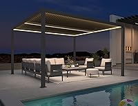 Vista 48 de PURPLE LEAF 94AS - Pérgola pequeña de aluminio compacto de 10 x 12 pies con techo rígido con listones ajustables para patio, cubierta de terraza