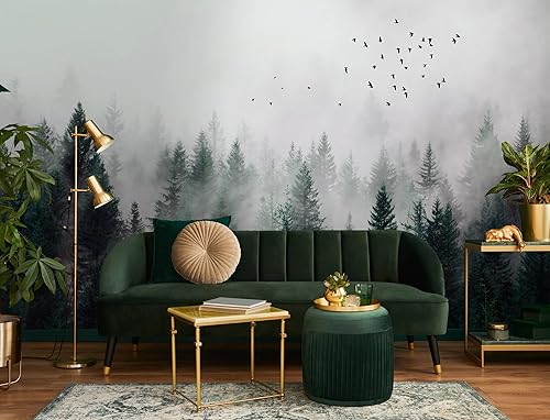 Miniatura 5 de Murwall Dark Forest Wallpaper Misty Jungle Wall Mural Landscape Wall Print Rustic Home Decor Cafe Design Living Room Bedroom