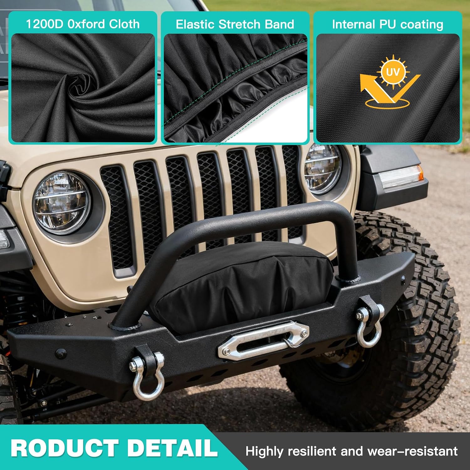 900D Winch Cover Fits 8500-12500 lbs Electric Winch, Heavy Duty Oxford Fabric Cover for Indoor/Outdoor Use, 22x 10.5 x 8.1 Inch & Dustproof Protection, Black