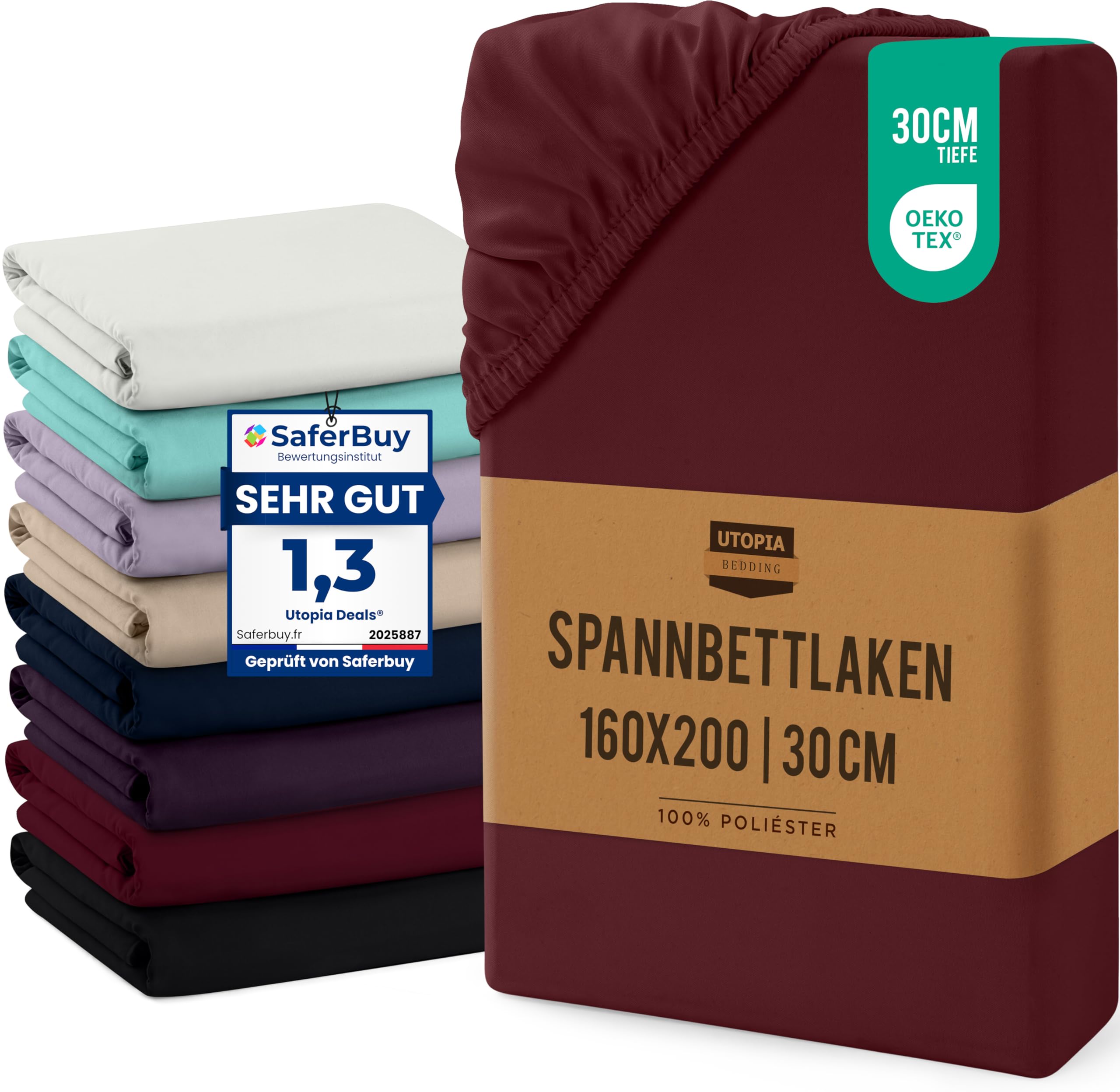 Utopia Bedding Spannbettlaken - Gebürstete Mikrofaser Spannbetttuch - 30 cm Tiefe Tasche