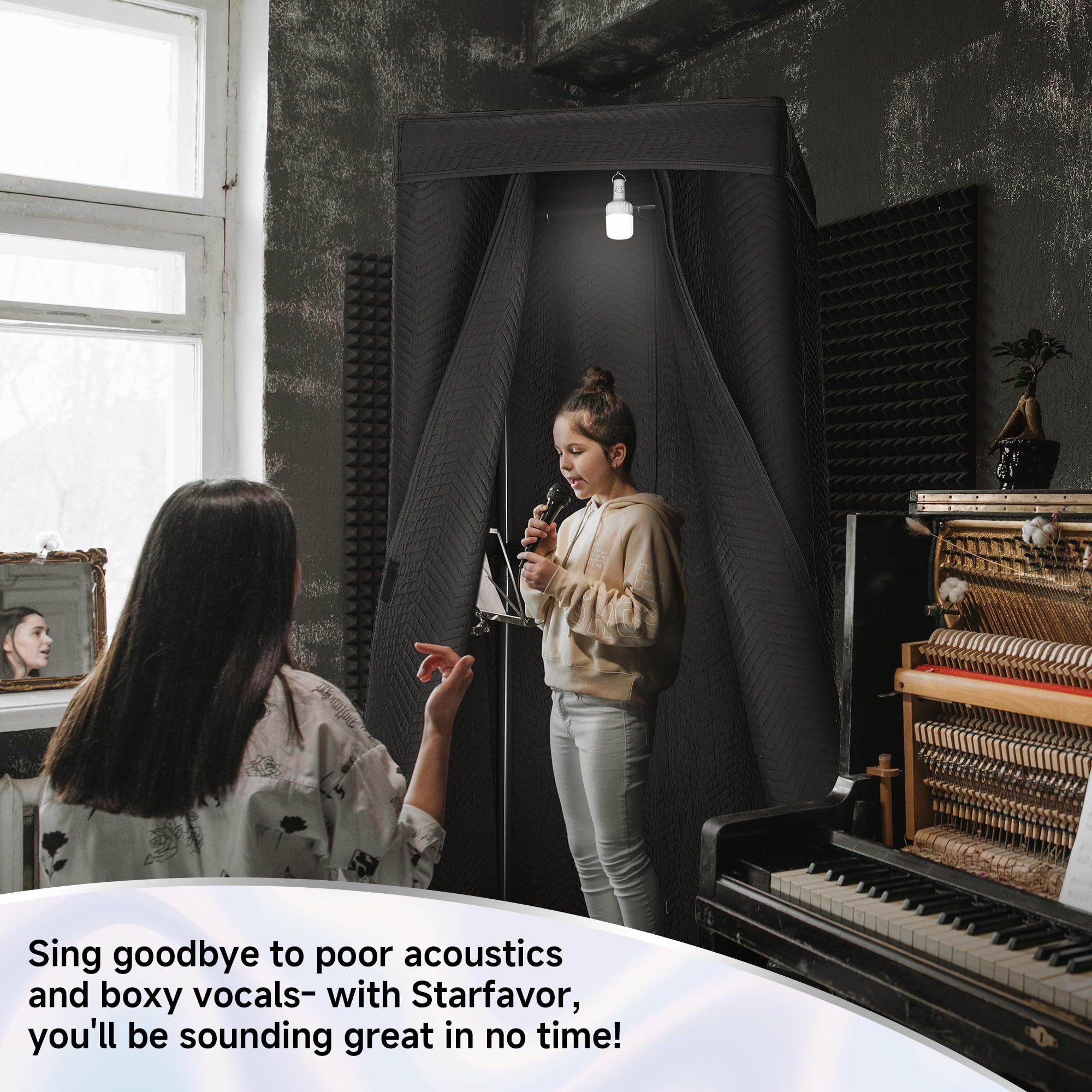 Starfavor Portable Vocal Booth - Sound Booth for Recording Echo-Free Vocals, Double-layer 360 Reverb Stand-In Isolation Shield, Pro-Sound Blankets, Portable Recording Studio with Travel Bag - Image 6