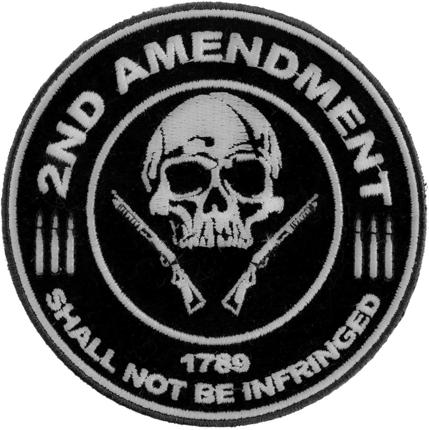 2nd Amendment Shall Not Be Infringed 1789 Skull Patch, Large Patriotic Patches (PL3565)