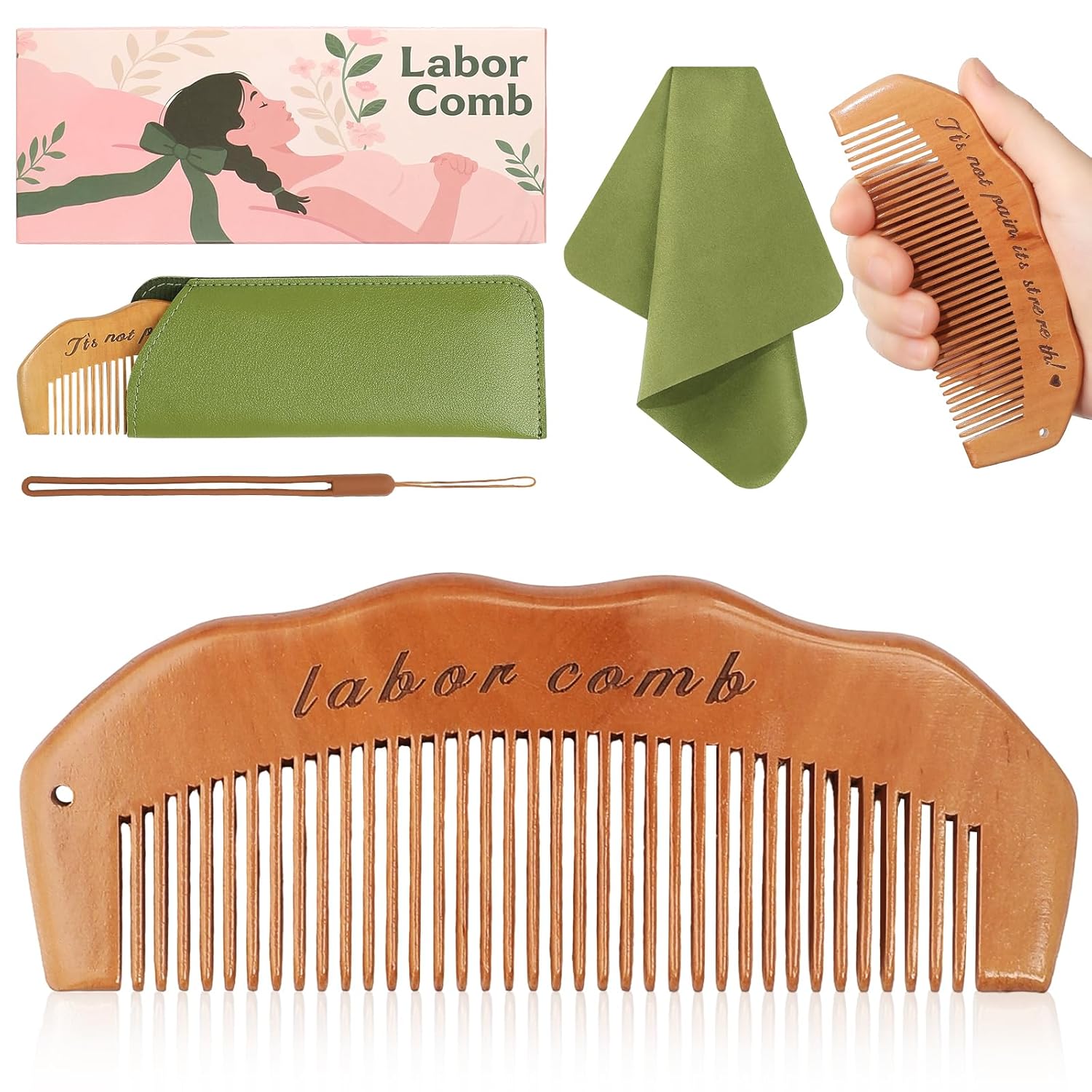 Birth Comb for Labor Pain, Natural Wooden Labor Combs for Women Pregnancy, pregnancy hospital bag essentials?Delivery Essentials, Baby Comb ? Shower Comb for New Mom Gifts