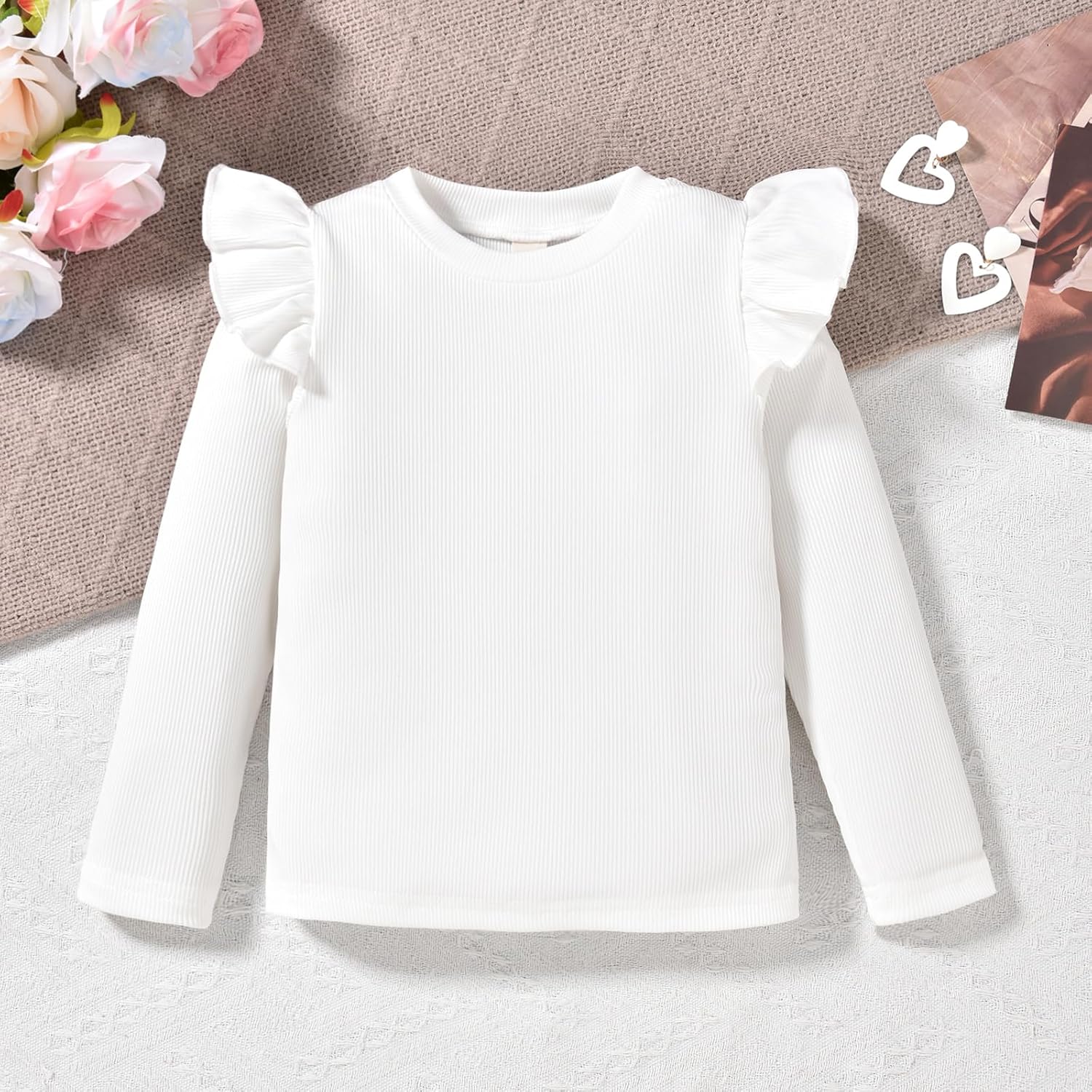 HINTINA Toddler Girl 4 Pieces Outfits Ruffles Long Sleeve Tops Plaid Skirt Jacket And Hat Fall Winter Clothes Set - Image 7