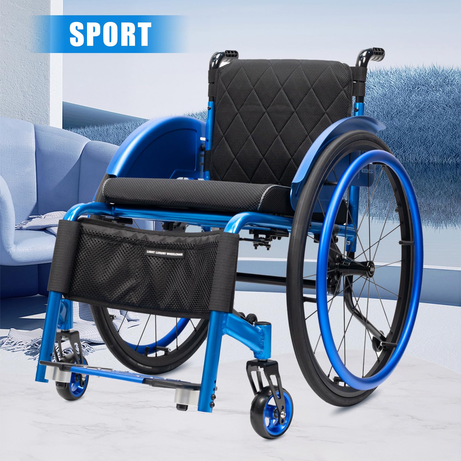 Silla de Ruedas para Deportes,Ultraligera de Aleación de Aluminio,sillas De Ruedas Manuales Autopropulsadas,Transporte Fácil,Ruedas extracción con un botón(Seat Width 45cm/17.7in,C)
