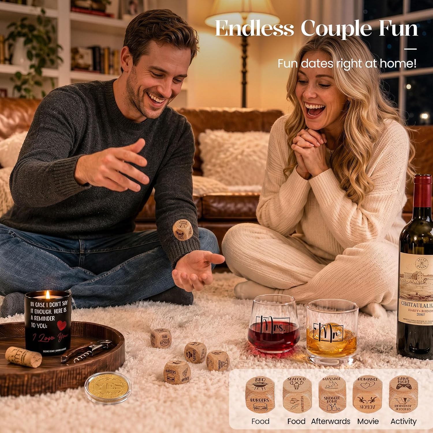 Wedding Gifts for Couple, Mr and Mrs Wine Glasses Set image 2