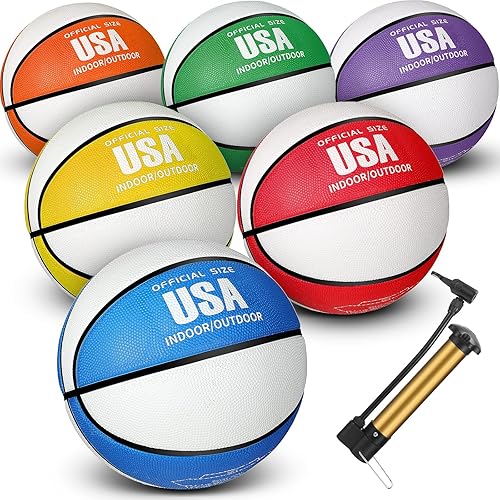 Libima 6 unidades de baloncesto de tamaño oficial 5 6 7 baloncesto interior al aire libre 2 colores impreso baloncesto de goma con bomba para