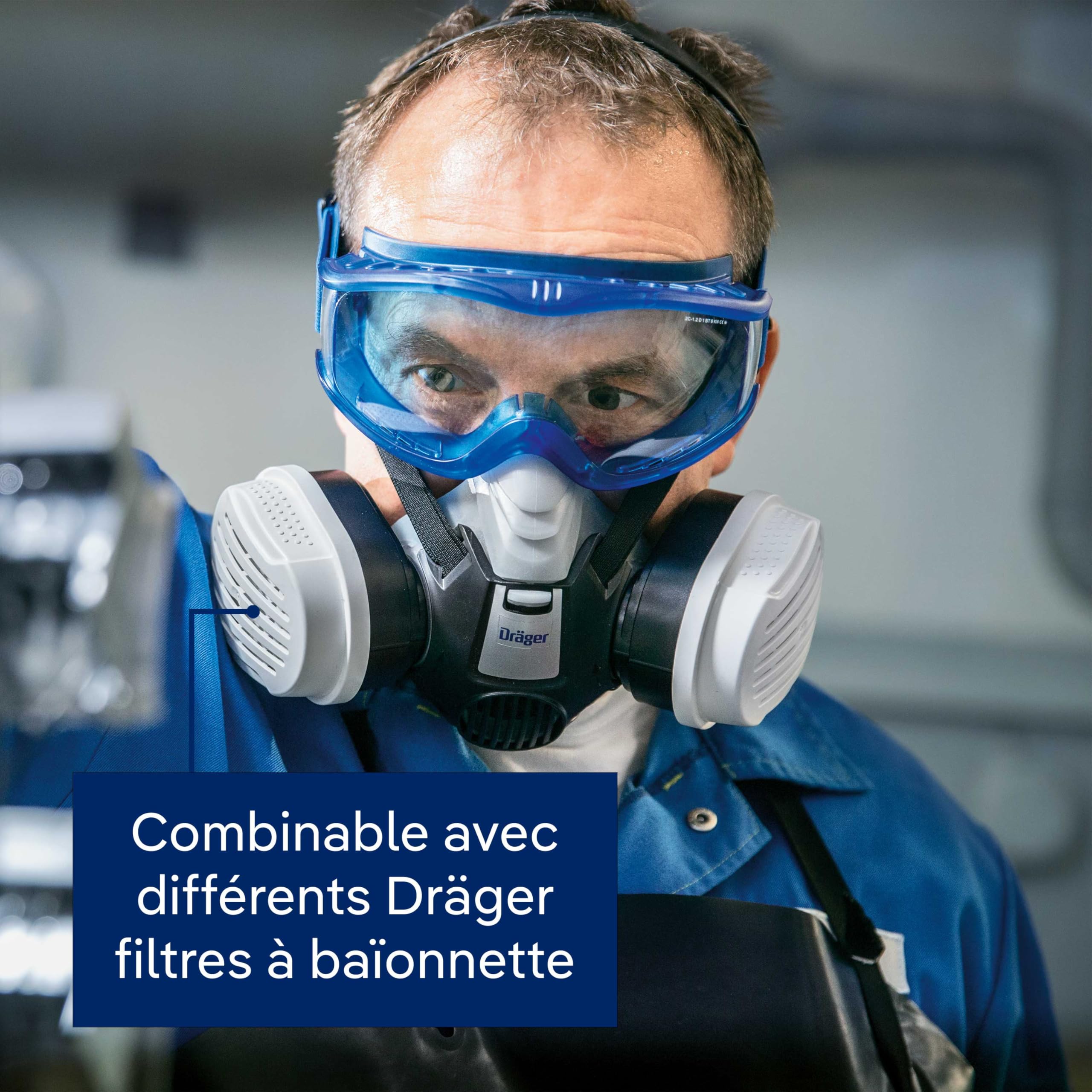Dräger X-plore 3300 Masque de protection respiratoire anti-gaz, masque contre produit chimique et vapeurs, demi-masque à cartouche ABEK1 HG P3