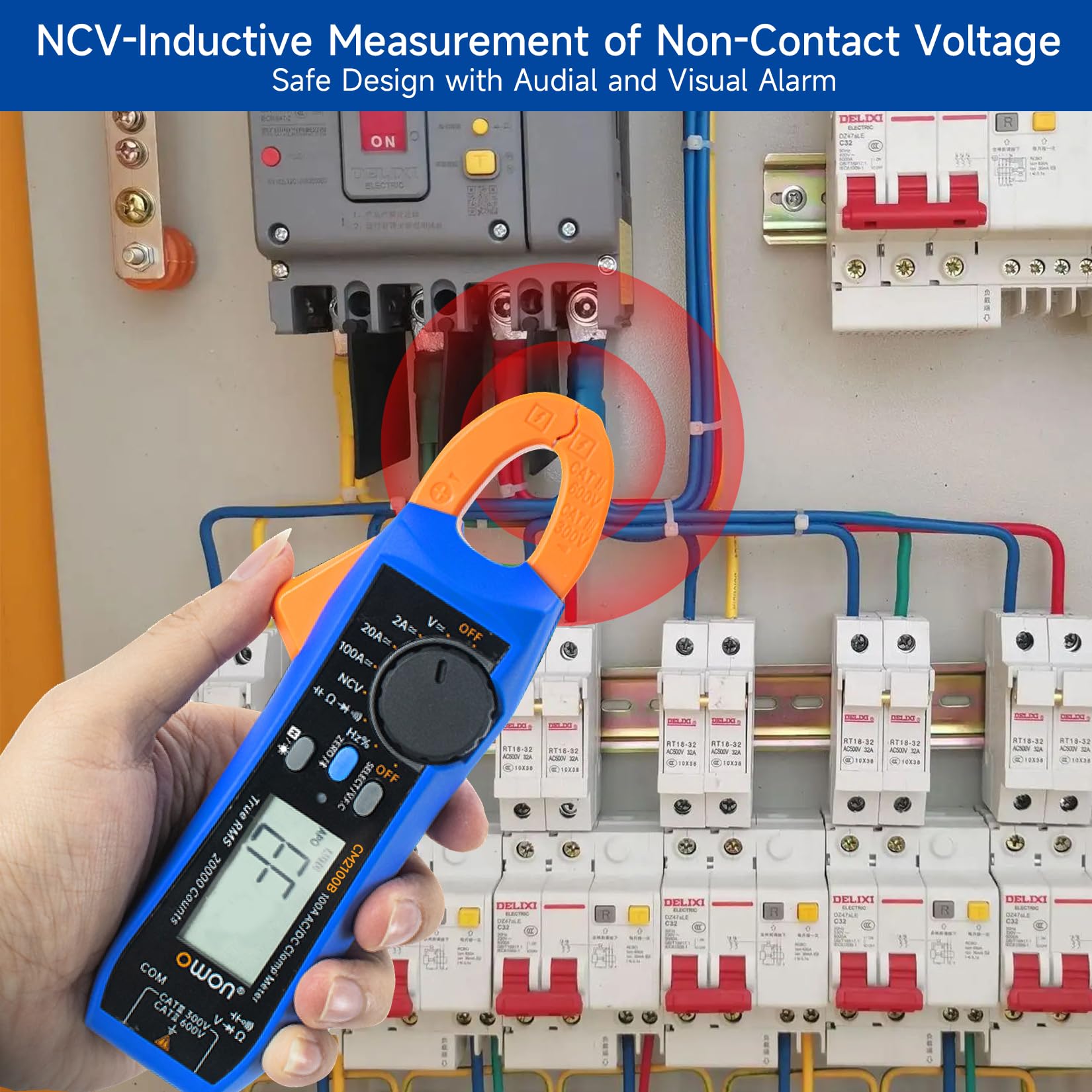 OWON CM2100B Pinza Amperometrica Digitale Bluetooth Autoranging 20000 Conteggi Tester di Capacità di Resistenza AC/DC Multimetro TrueRMS Funzioni di Misurazione Multiple Protezione NCV VFC