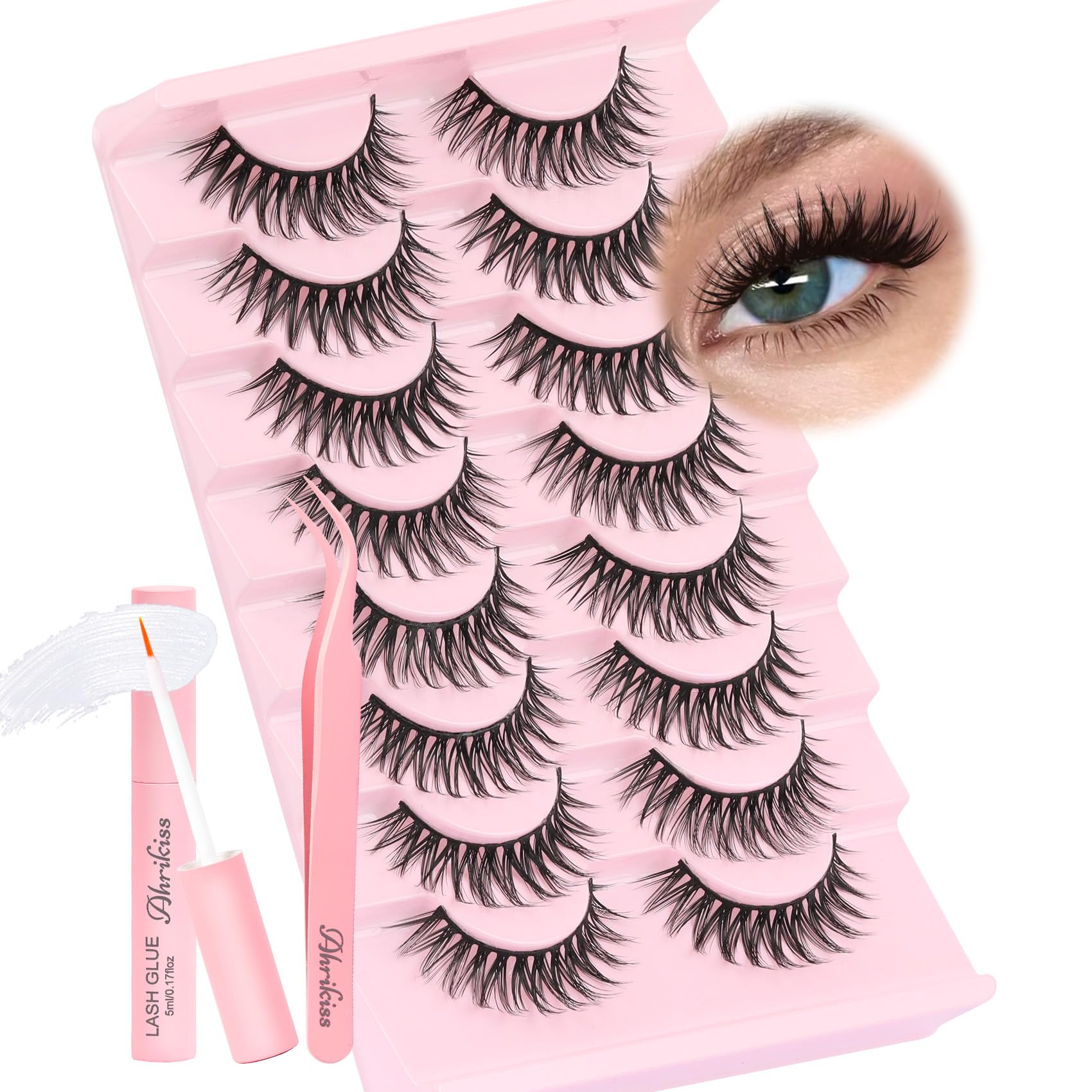 Amazon.com: Ahrikiss Lashes Wispy False Eyelashes Natural Look 8