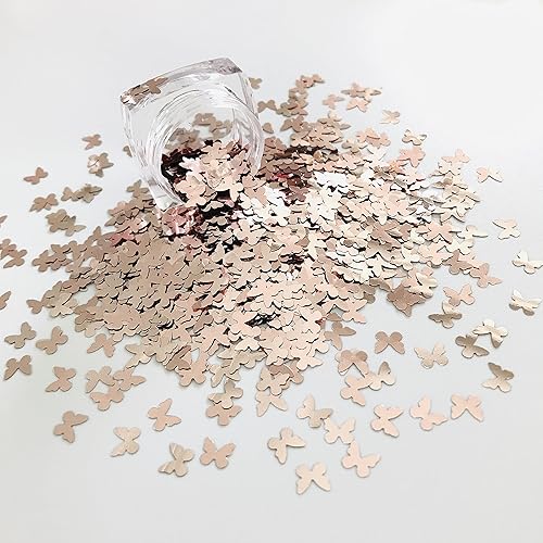 Miniatura 3 de Paquete de 0.35 ozpaquete  Lentejuelas con purpurina en forma de mariposa de oro rosa  Festival Rave Belleza Maquillaje Cara Cuerpo Nail Art