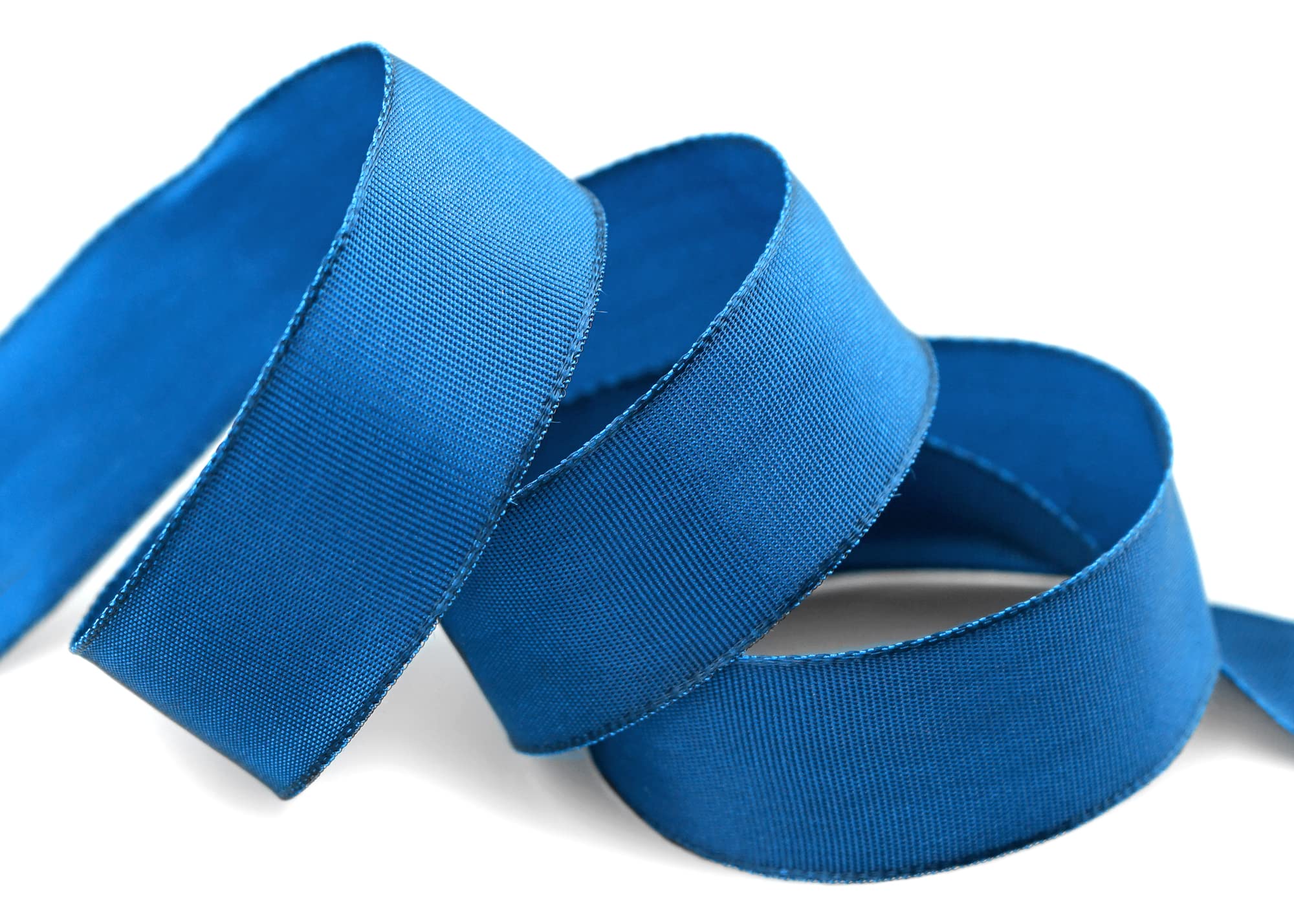 25 m x 25 mm Wired Edge Ribbon LEO Grain Blue (712) Decorative Ribbon with Wired Edges Plain Gift Ribbon Fabric Ribbon Ribbon Ribbon Visco Wire Made from Renewable Raw Materials Biodegradable - Image 2