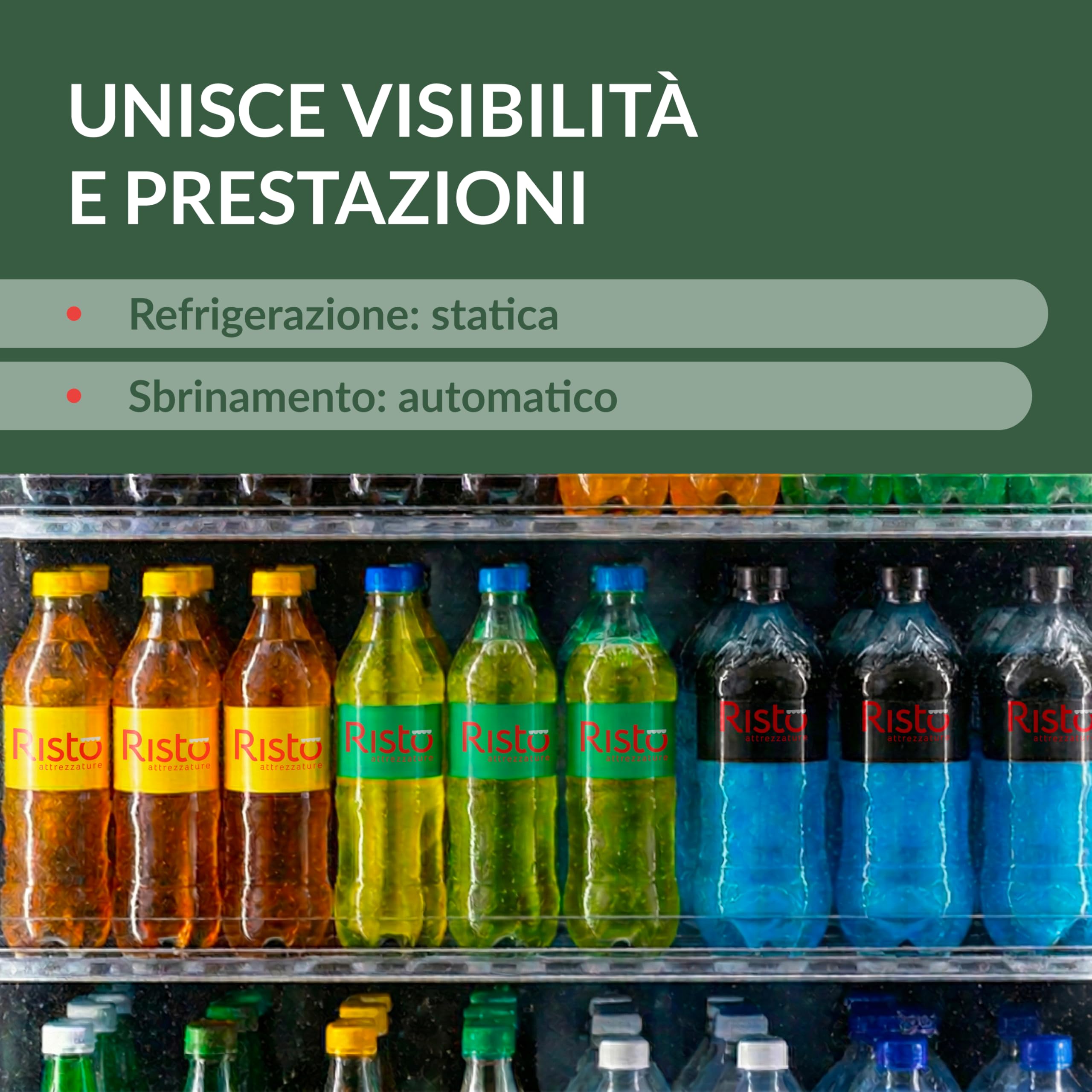 Ristoattrezzature Frigo Vetrina Bibite Verticale SLIM 160 lt - 1 Anta - Nera - +0/+10 °C - 39x47,5x188h cm